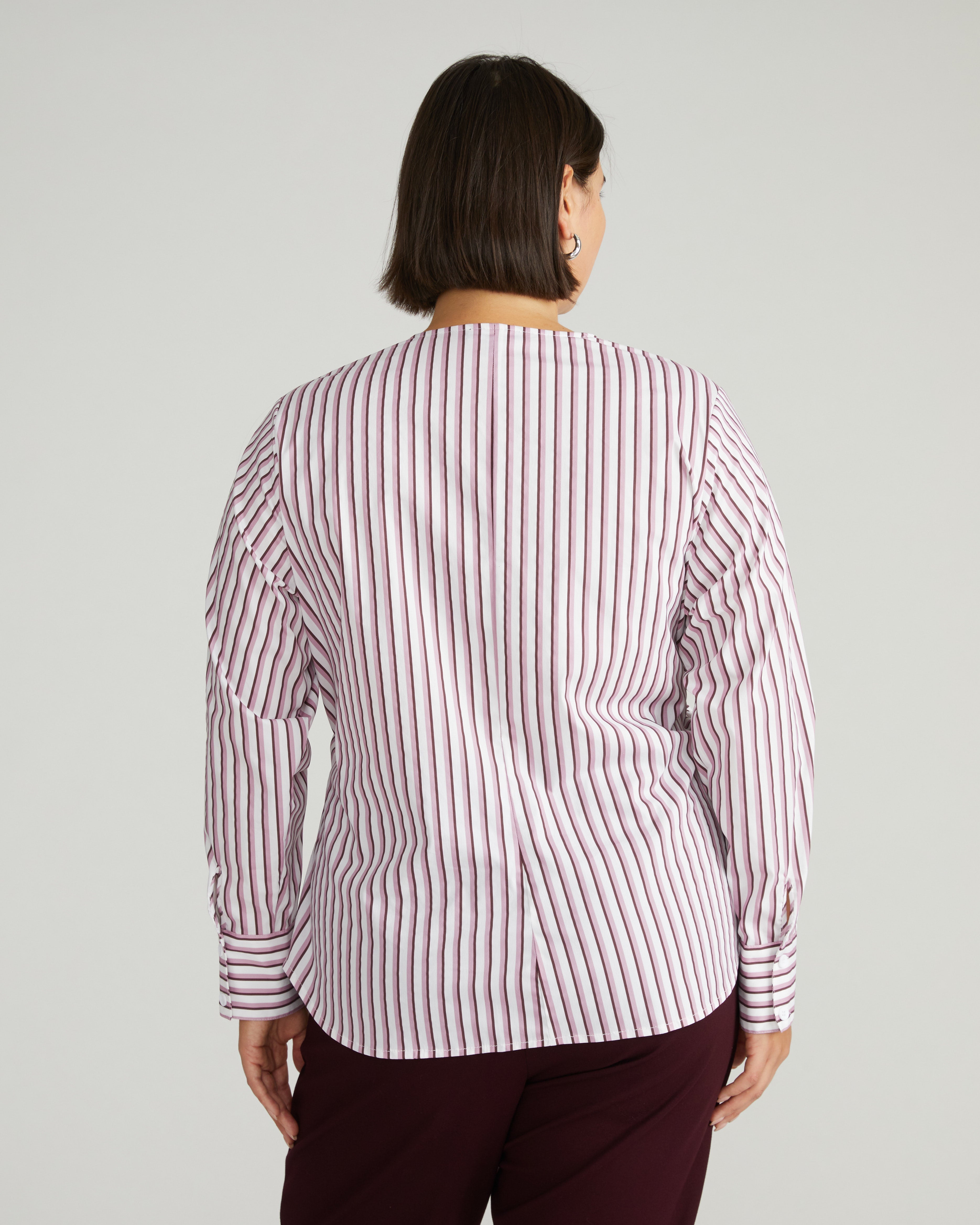 Beacon Stretch Poplin Wrap Shirt - Lilac Multi Stripe