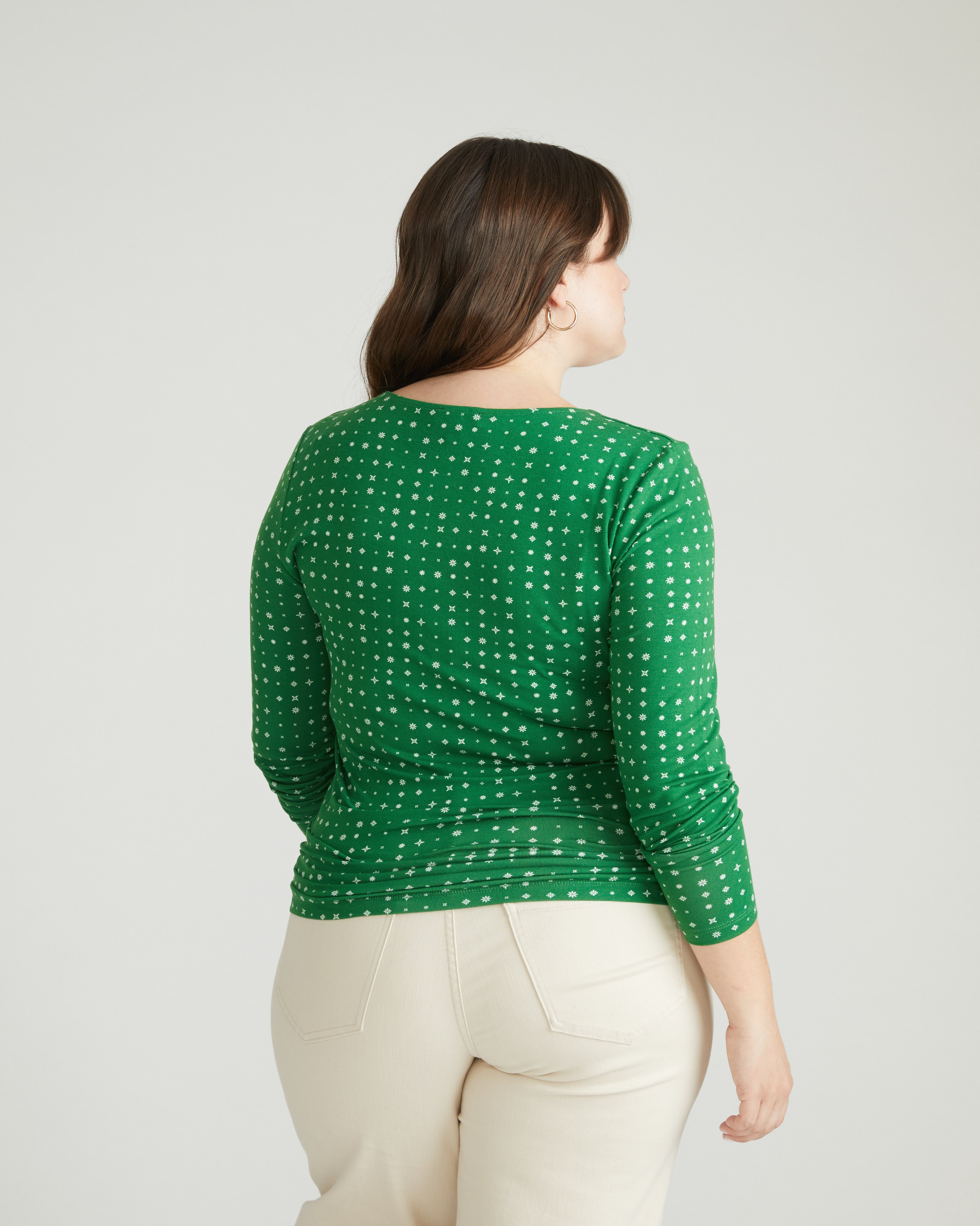 Agatha Liquid Jersey Top - Galactic Print in Green