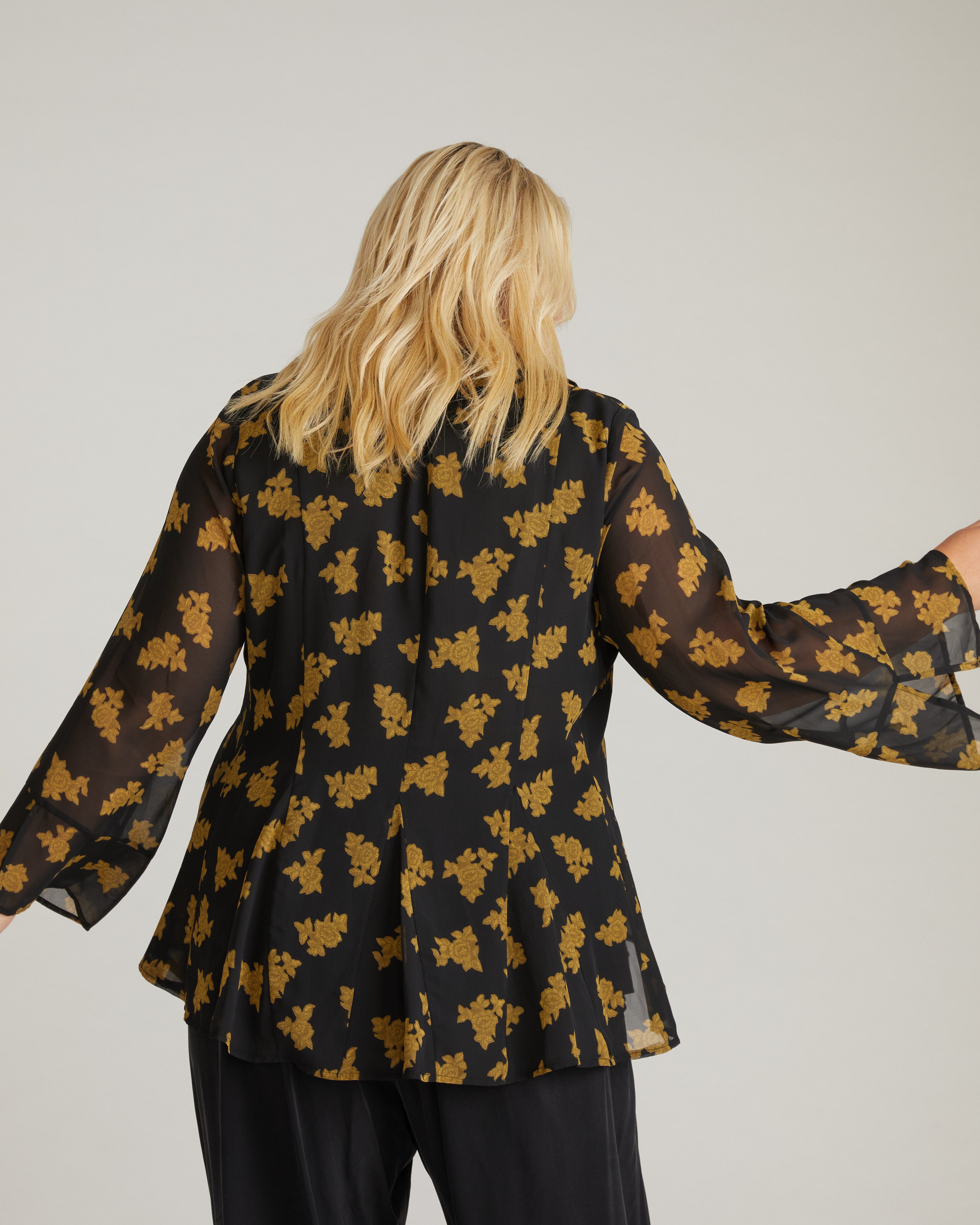 Evie Chiffon Blouse - Gold Heirloom Print