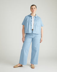 Flynn Short Sleeve Denim Shacket - Clear Sky