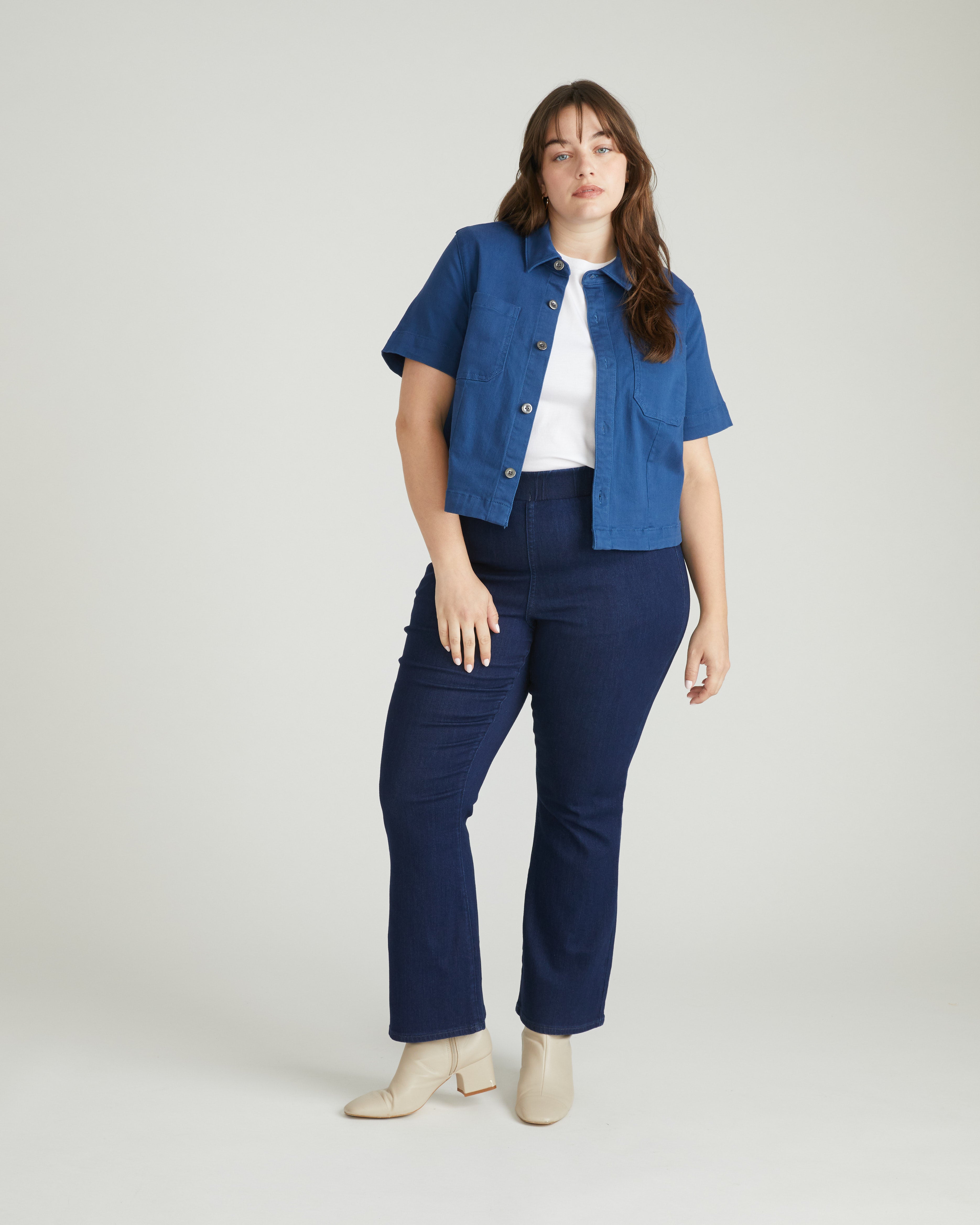 Flynn Short Sleeve Denim Shacket - French Blue