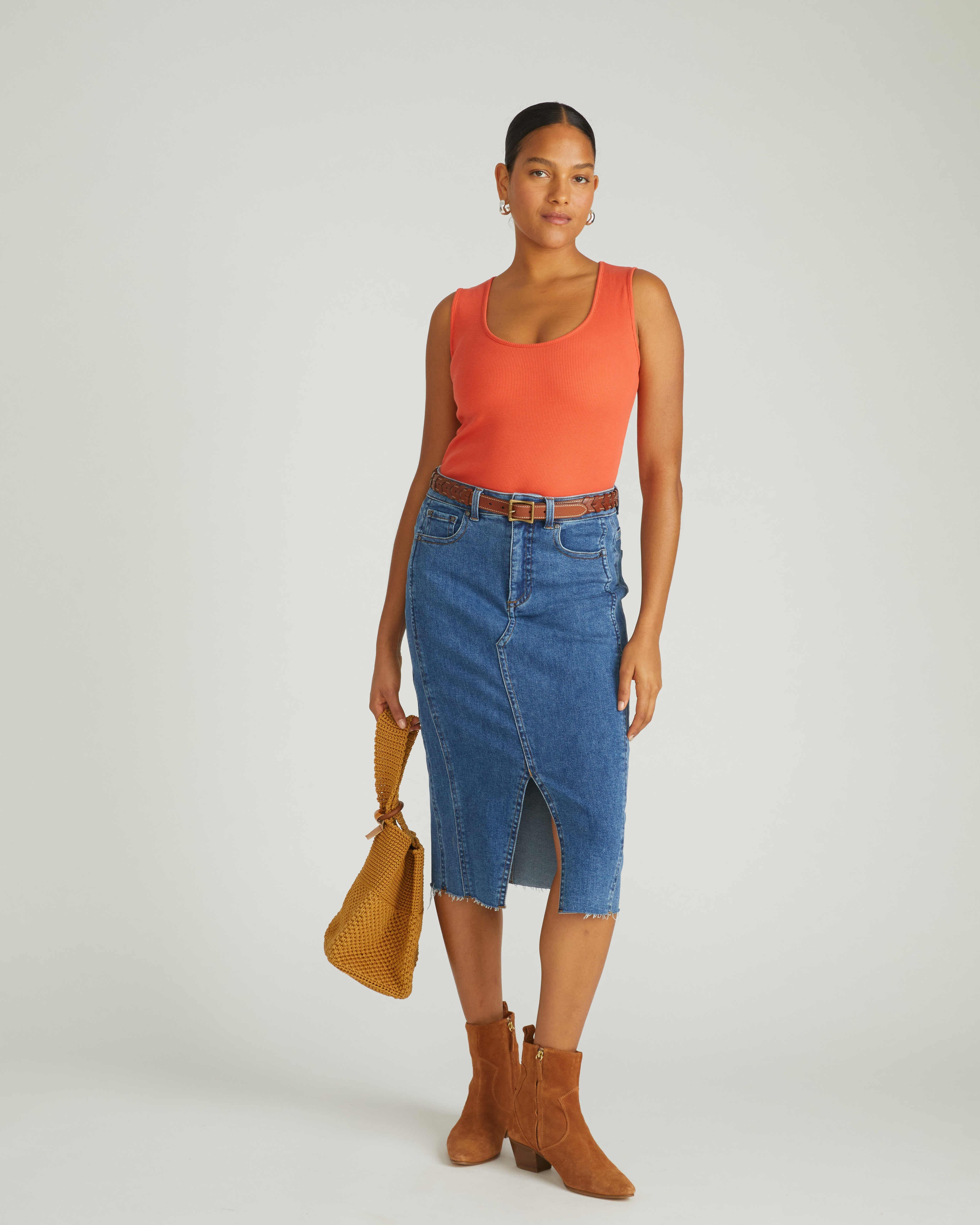 Daisy Ribbed Tank - Coral Reef