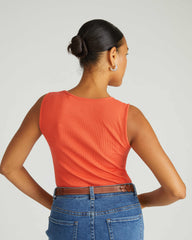 Daisy Ribbed Tank - Coral Reef