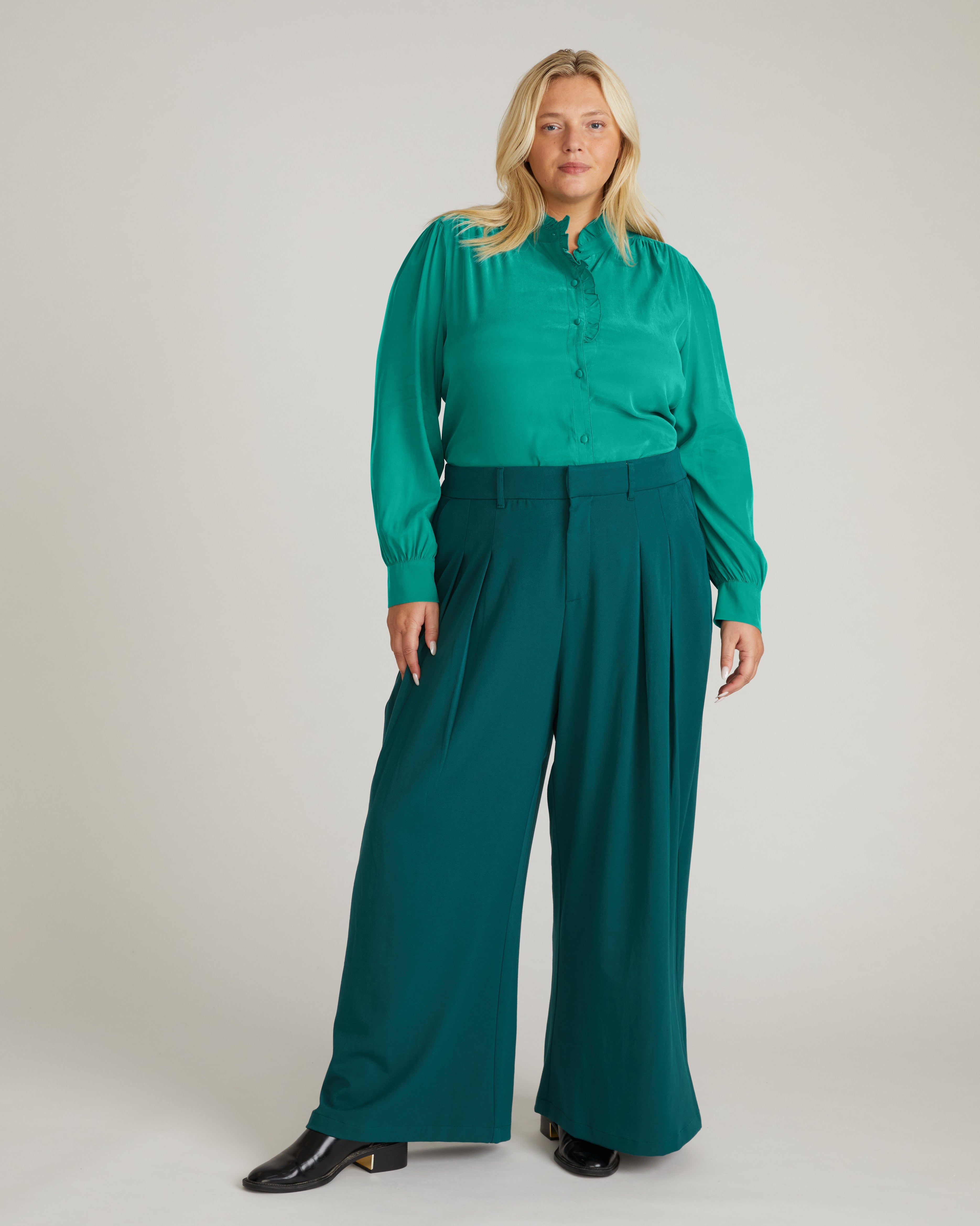 Endora Stretch Cupro Blouse - Green Tourmaline