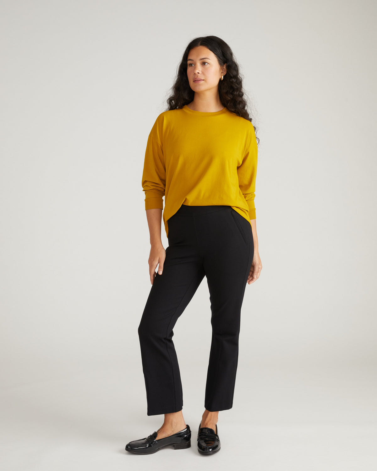 Long Sleeve Relaxed Tee - Mustard