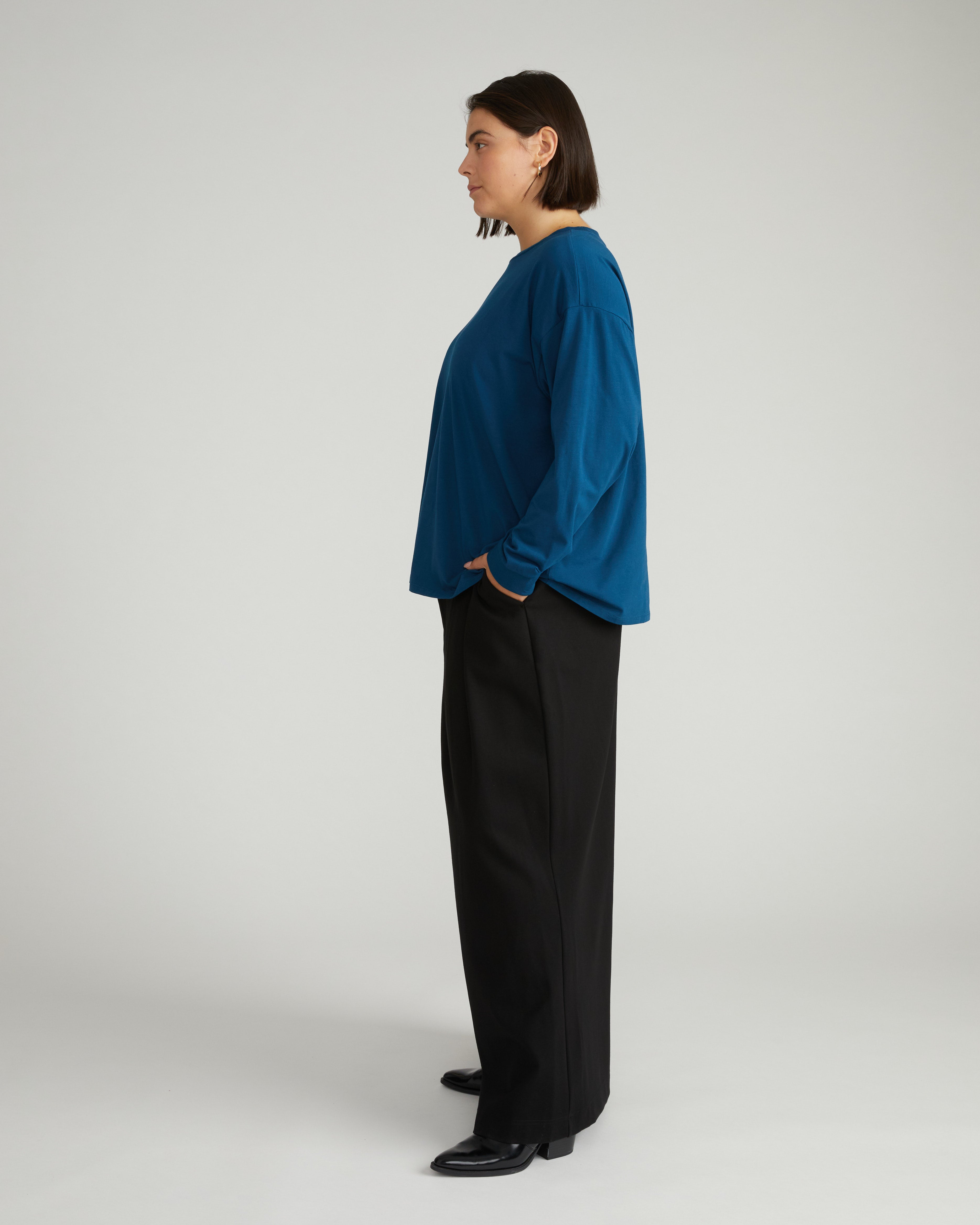 Long Sleeve Relaxed Tee - Deep Teal