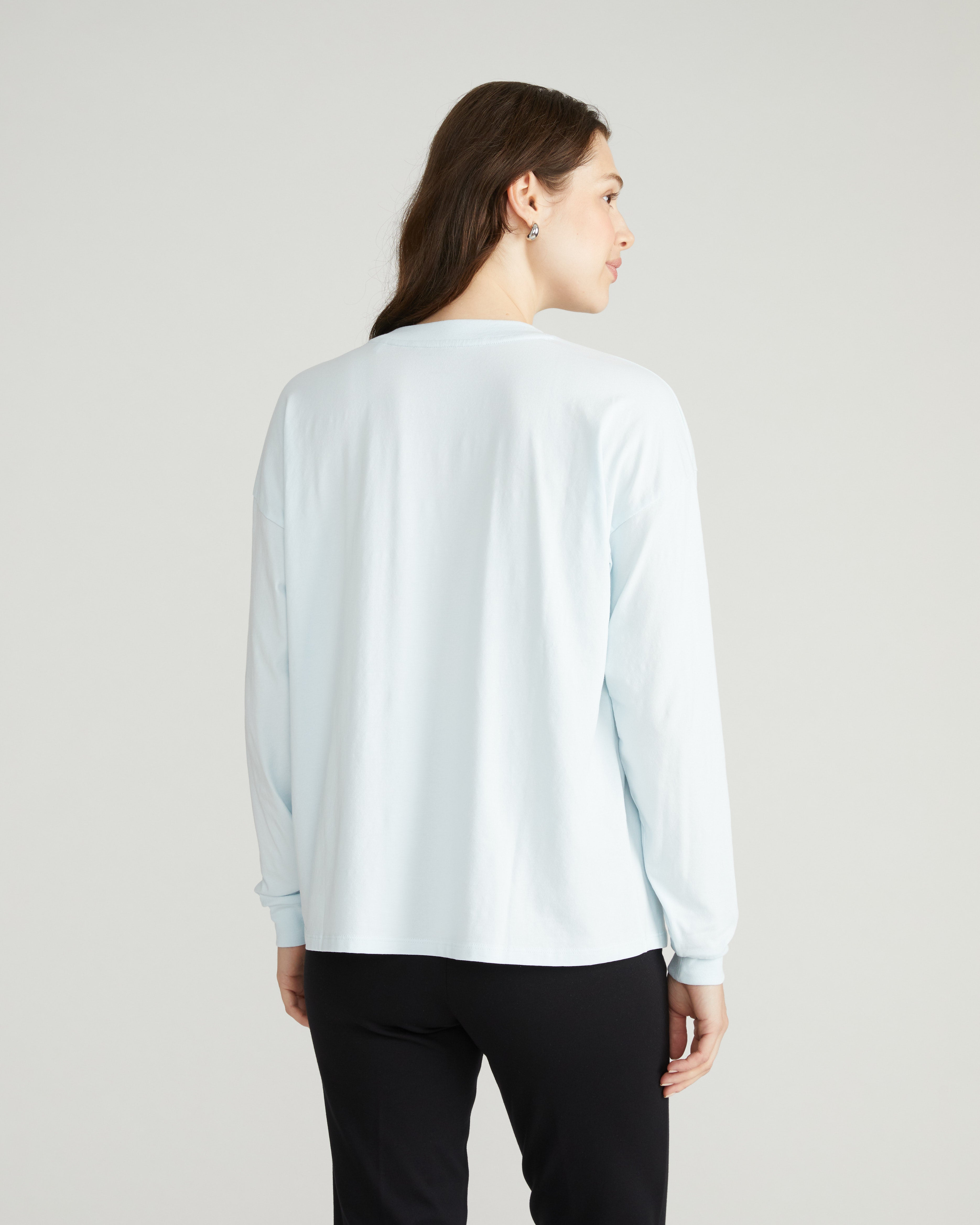 Long Sleeve Relaxed Tee - Silver Blue