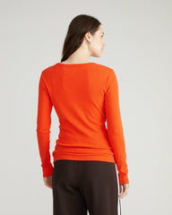 Henley Long Sleeve Ribbed Tee - Poppy