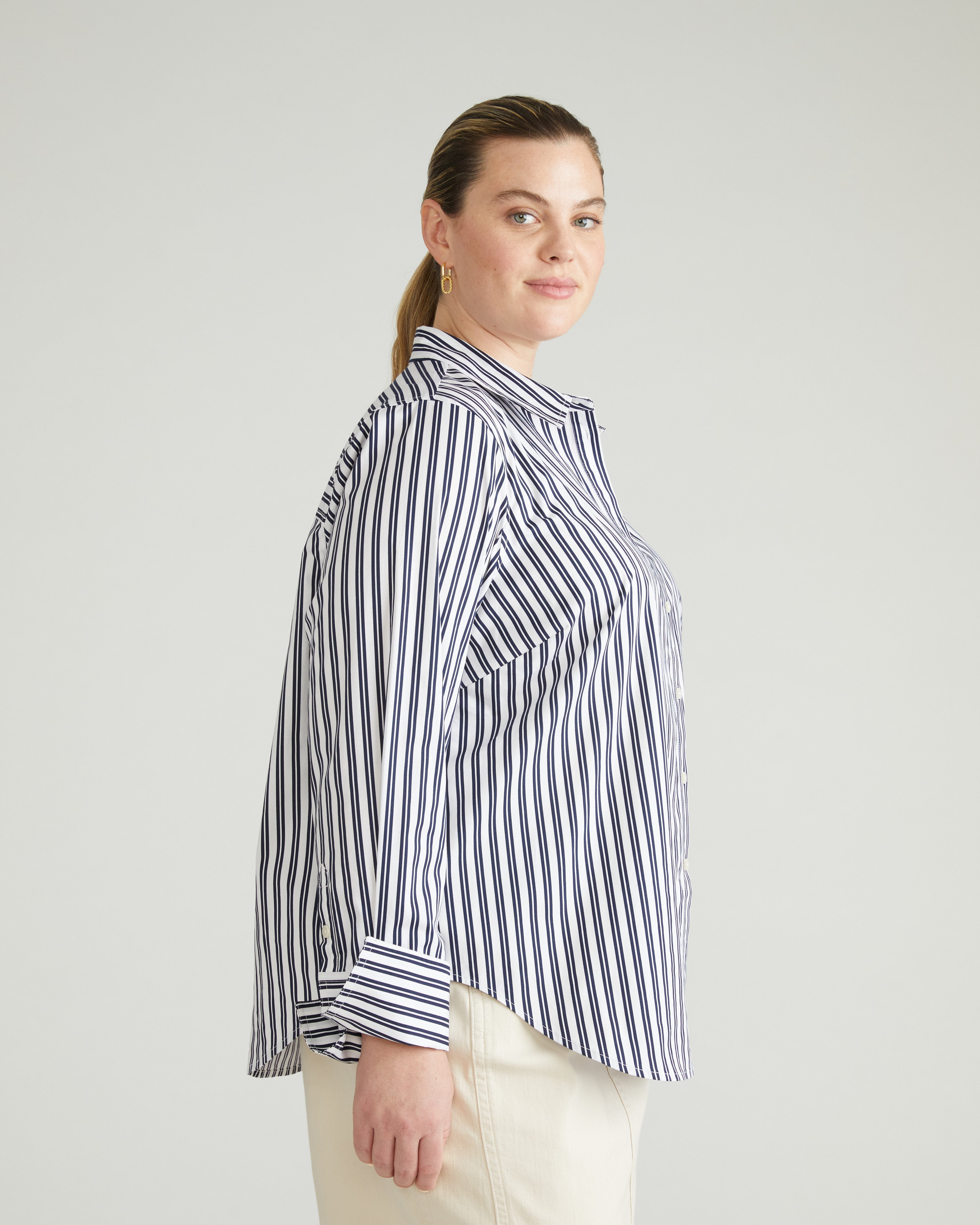 Henning x US Madison Shirt - White/Navy Multi Stripe