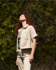 Flynn Short Sleeve Denim Shacket - Ecru