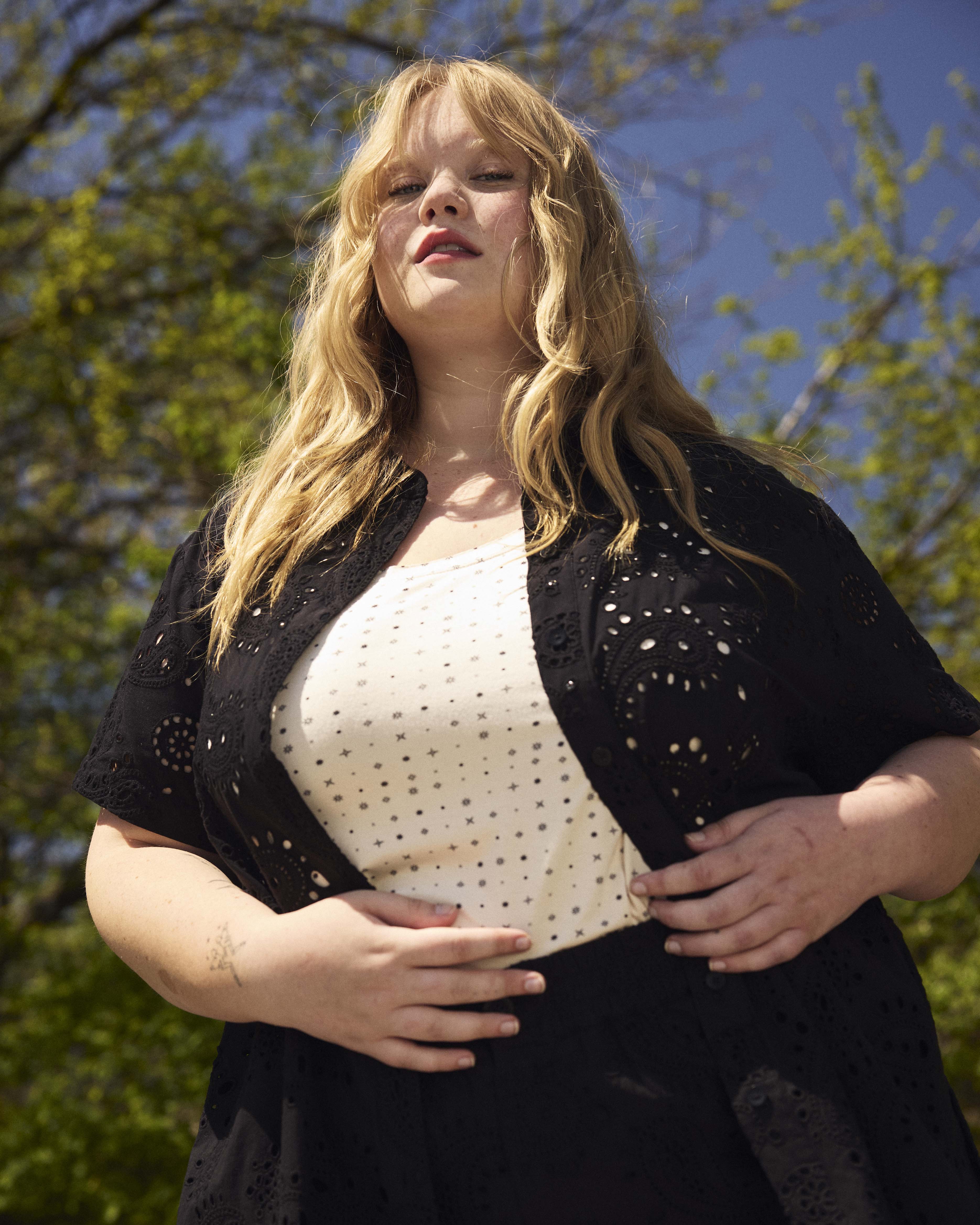 Erica Cotton Eyelet Shirt - Black