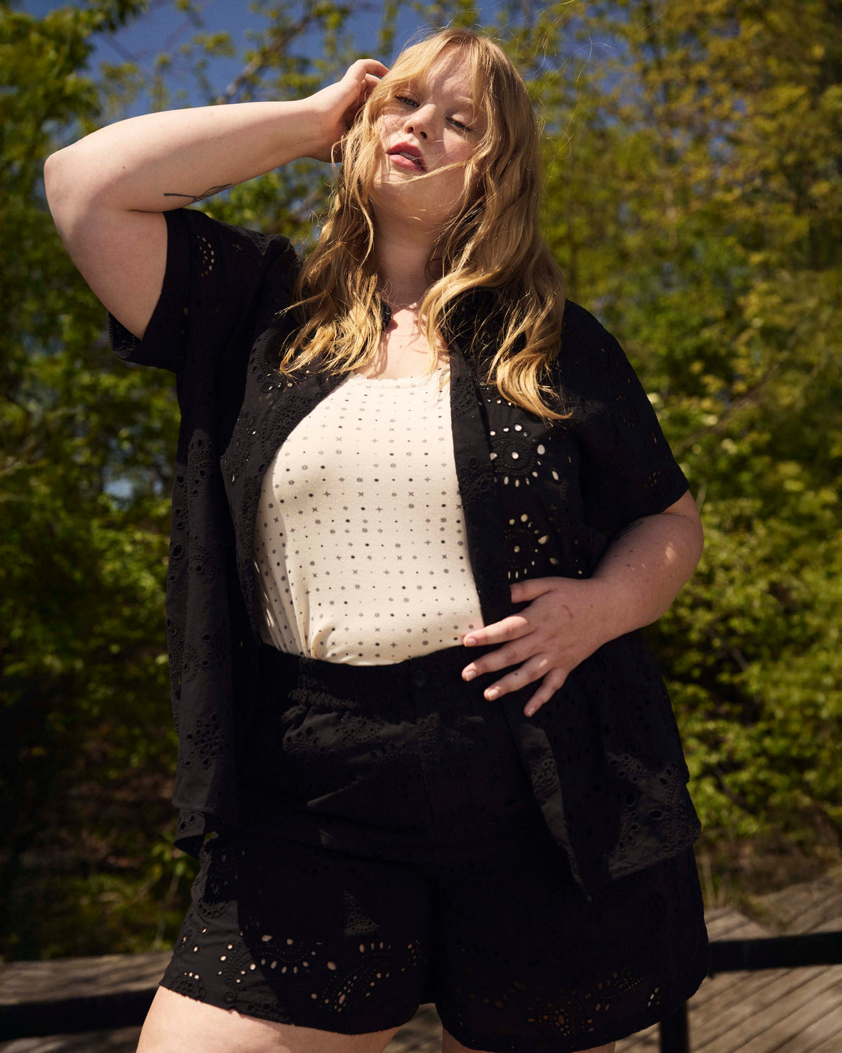 Erica Cotton Eyelet Shirt - Black