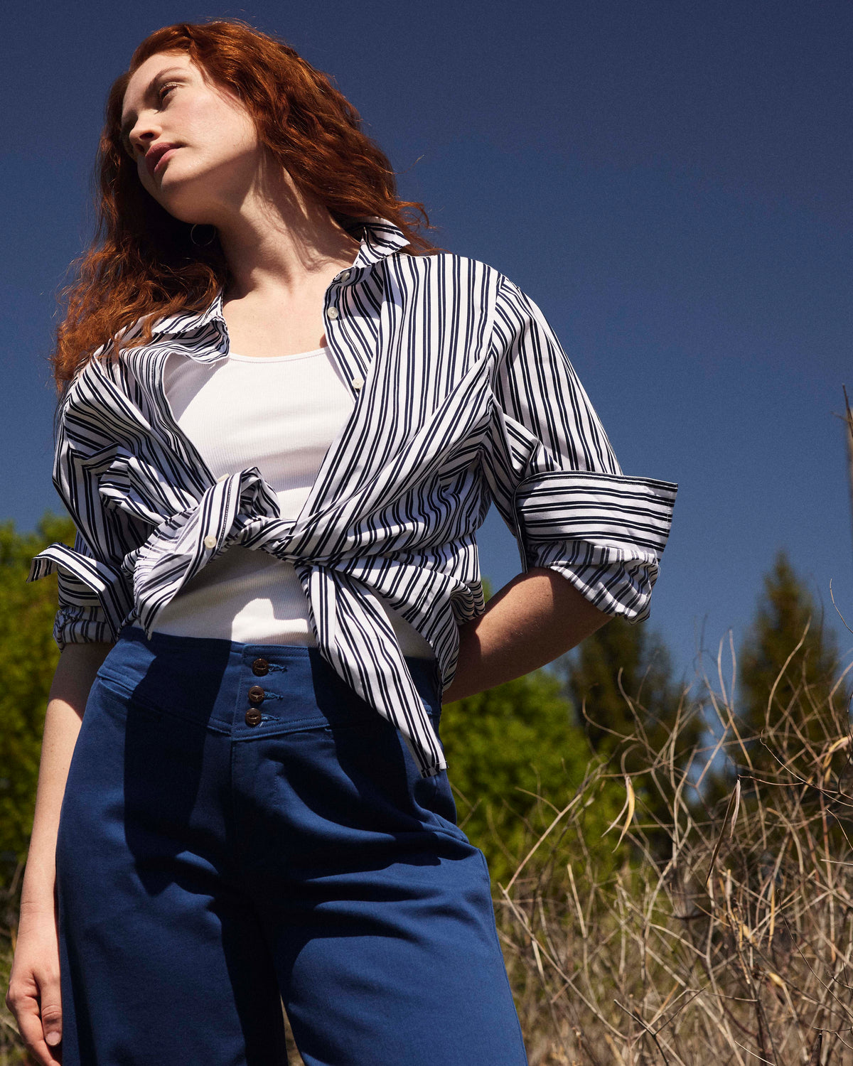 Henning x US Madison Shirt - White/Navy Multi Stripe