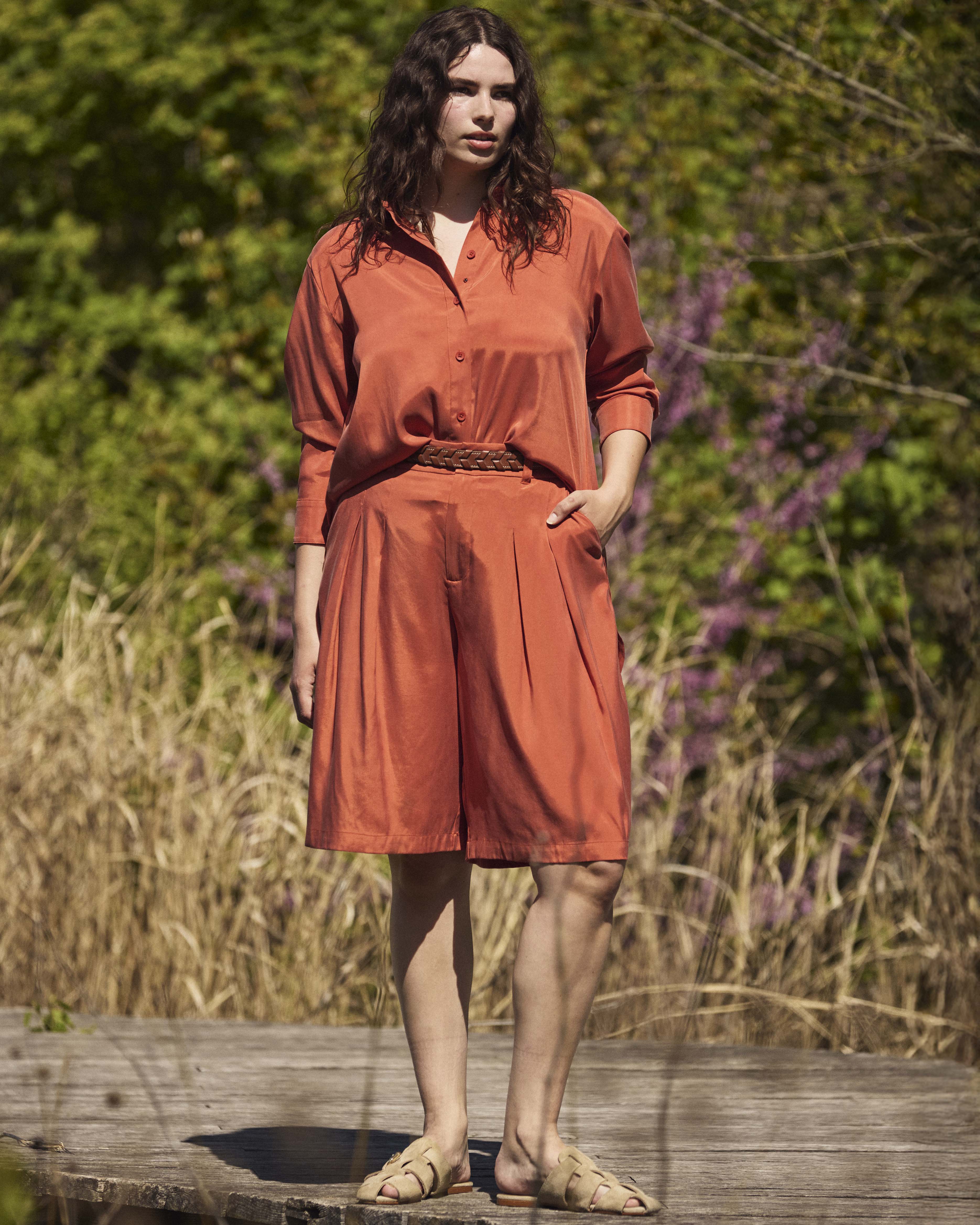 Cooling Stretch Cupro Artist Shirt - Warm Russet