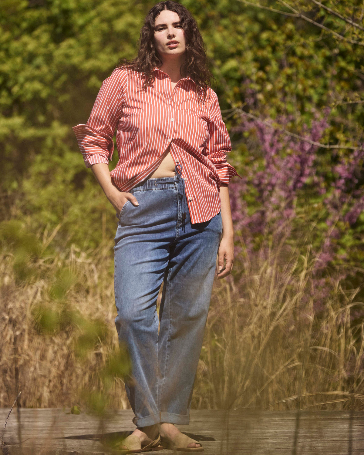 ComfortDenim Drawstring Jeans - Western Blue Wash