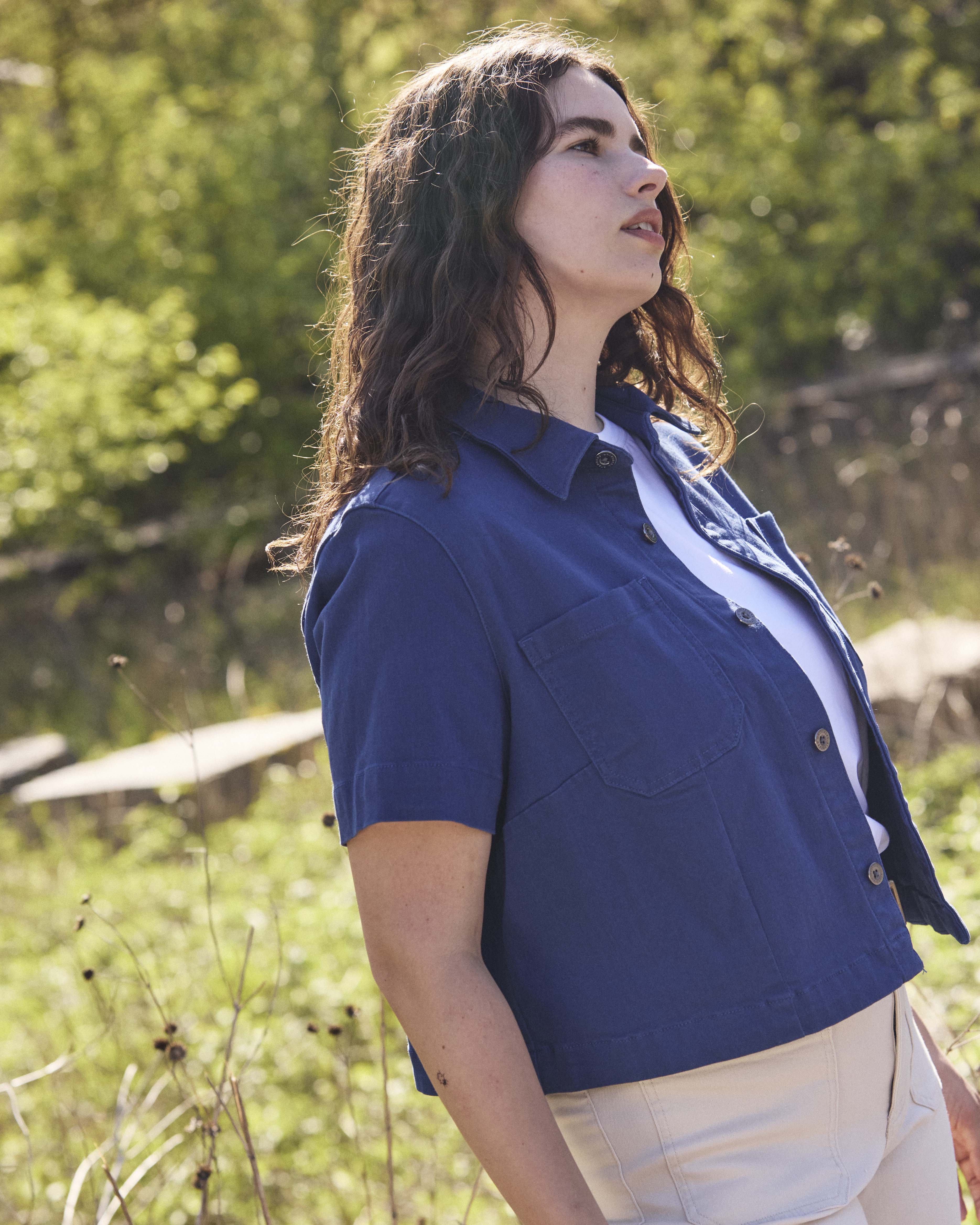 Flynn Short Sleeve Denim Shacket - French Blue