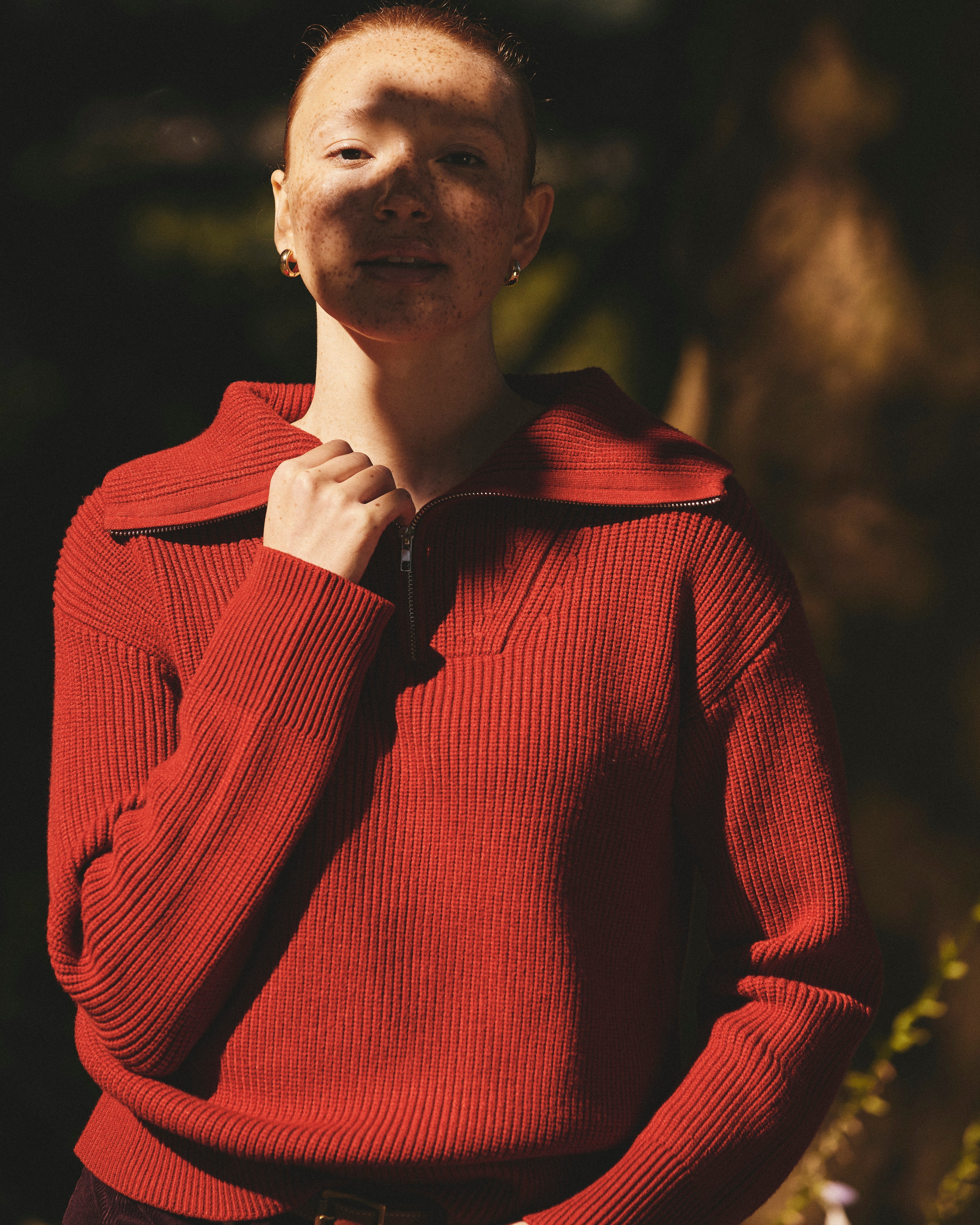 Brenda Zip Sweater - Autumnal Red