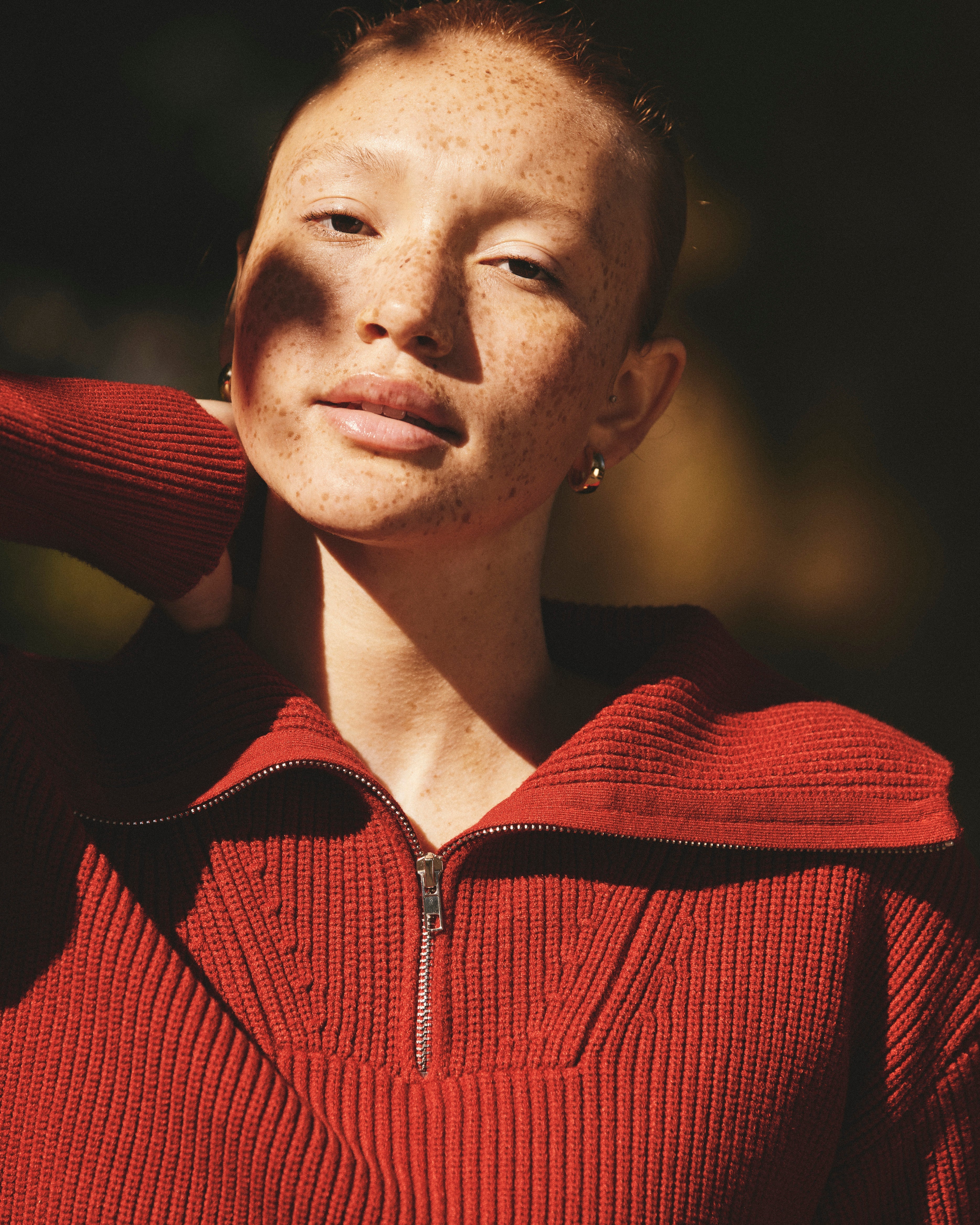 Brenda Zip Sweater - Autumnal Red