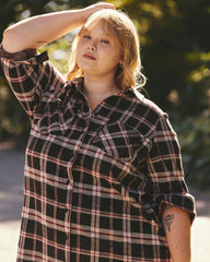 Maine Stretch Flannel Shirtdress - Poppy Plaid