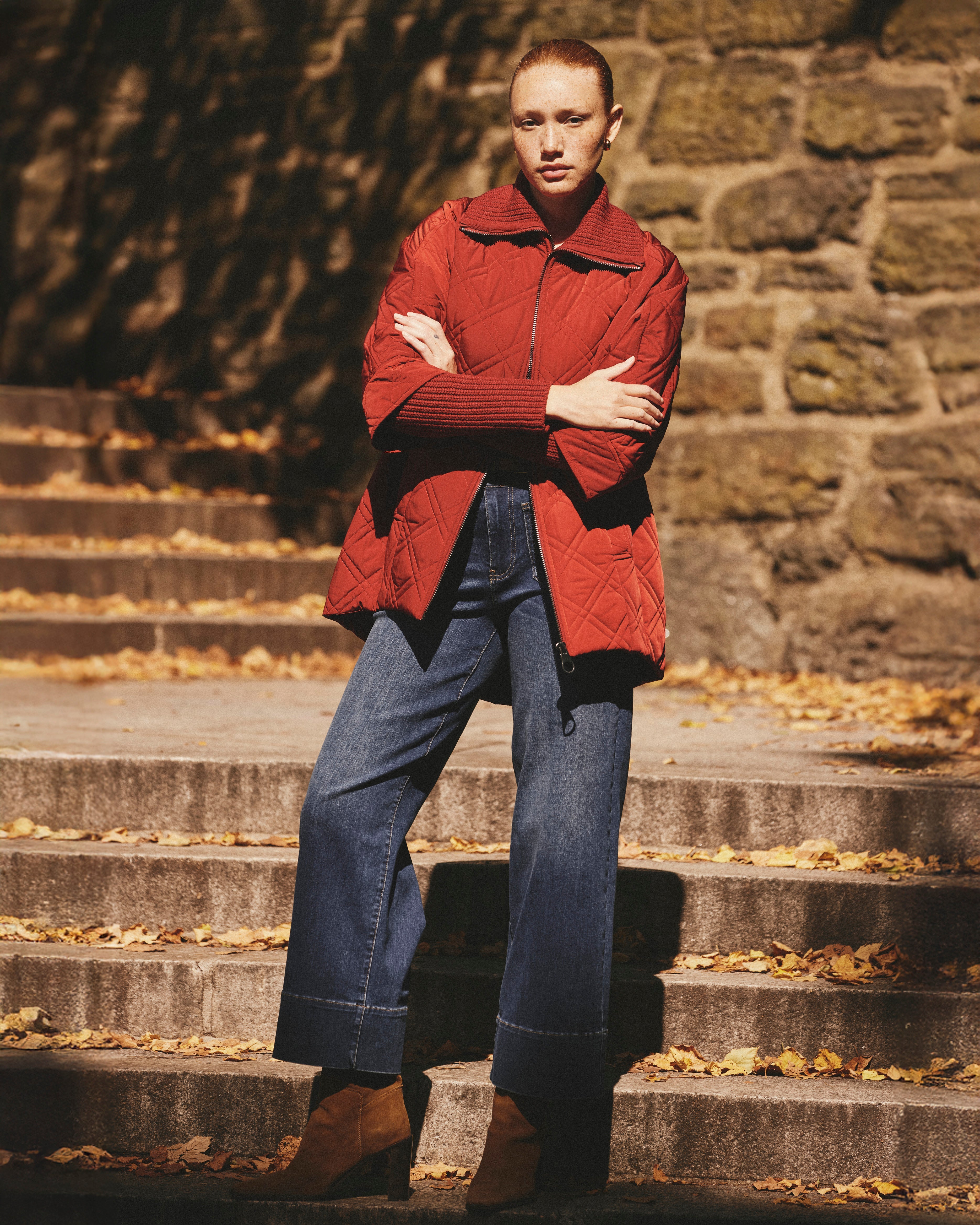 Arcadia Puffer Coat - Autumnal Red