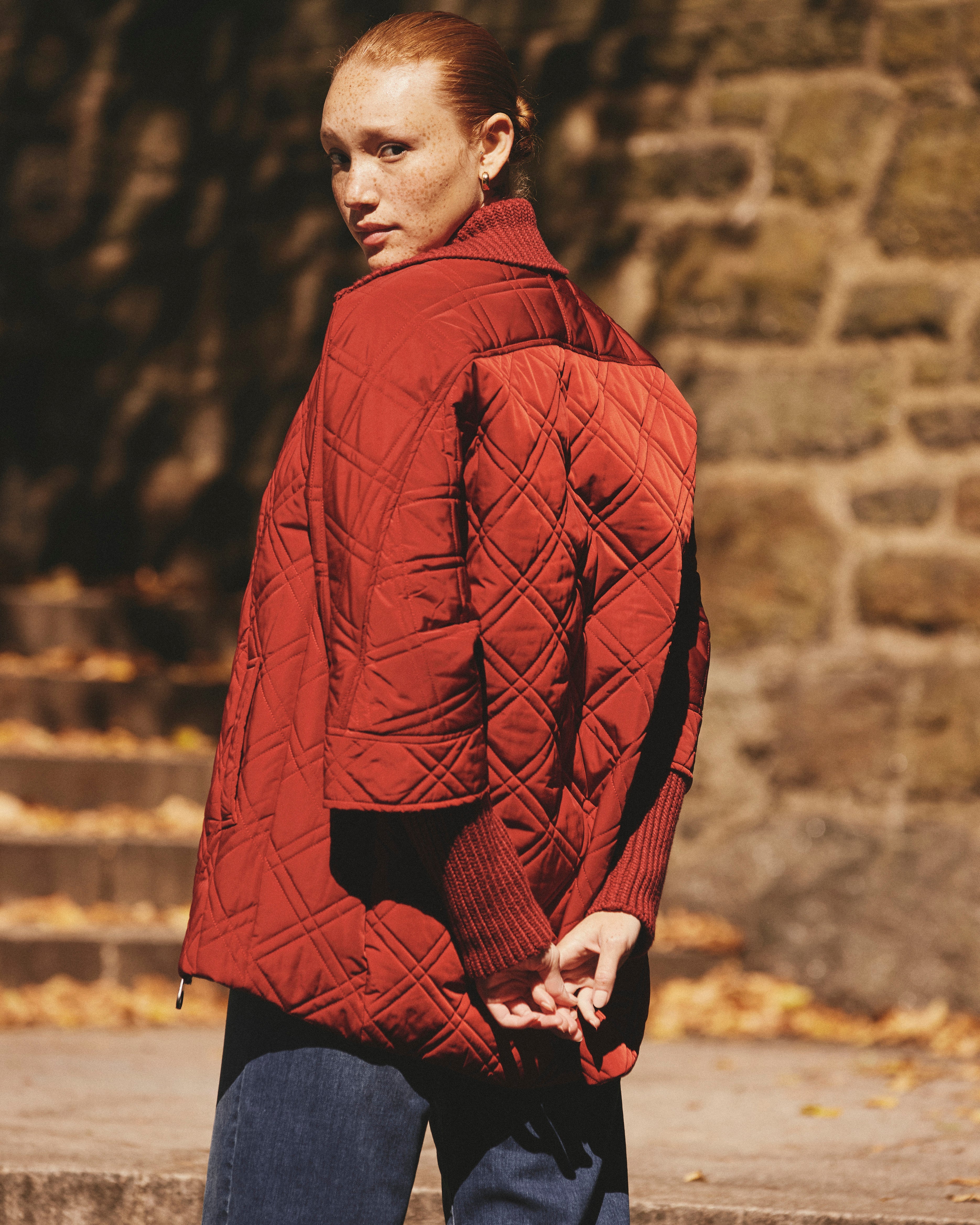 Arcadia Puffer Coat - Autumnal Red