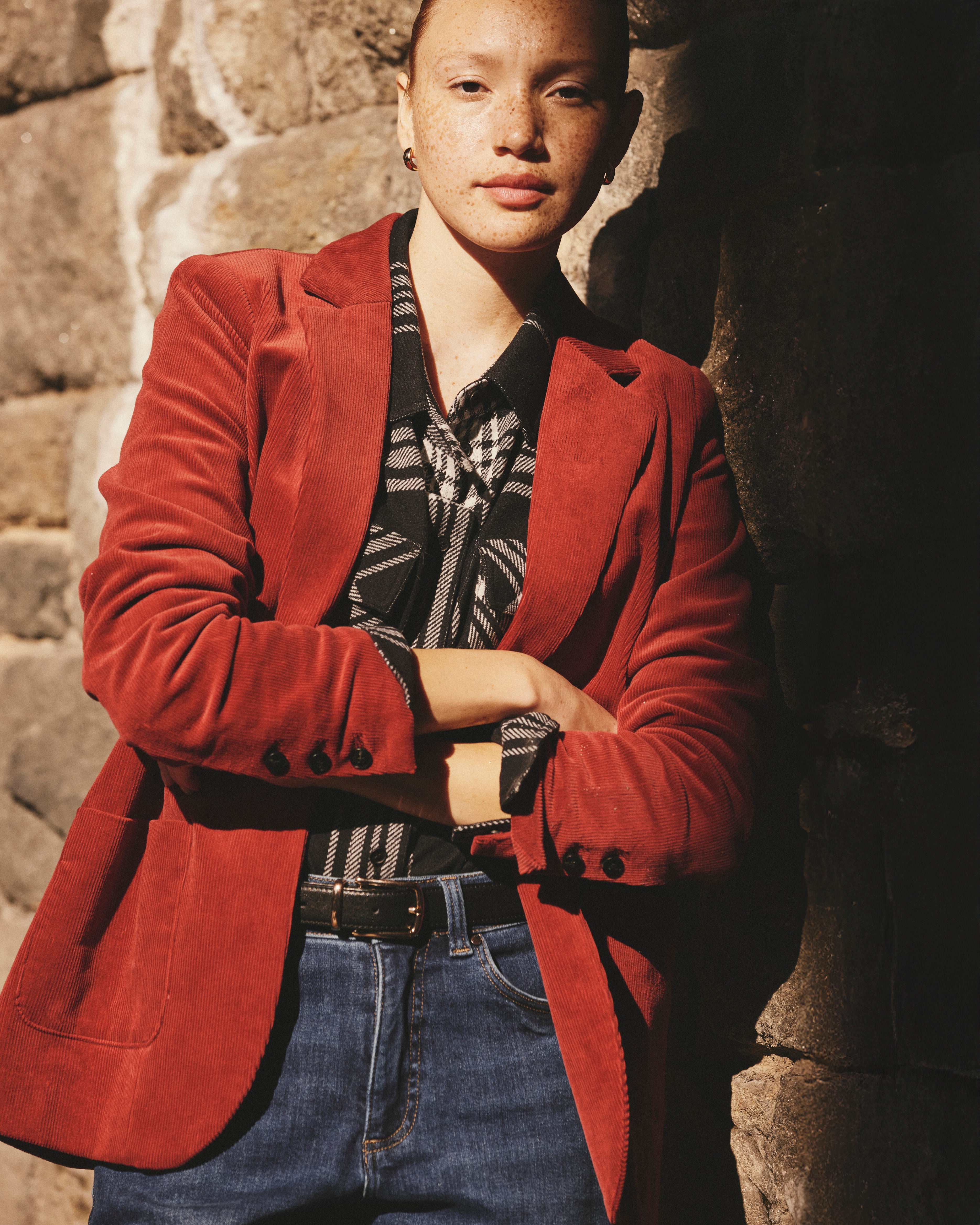 Davis Corduroy Blazer - Autumnal Red