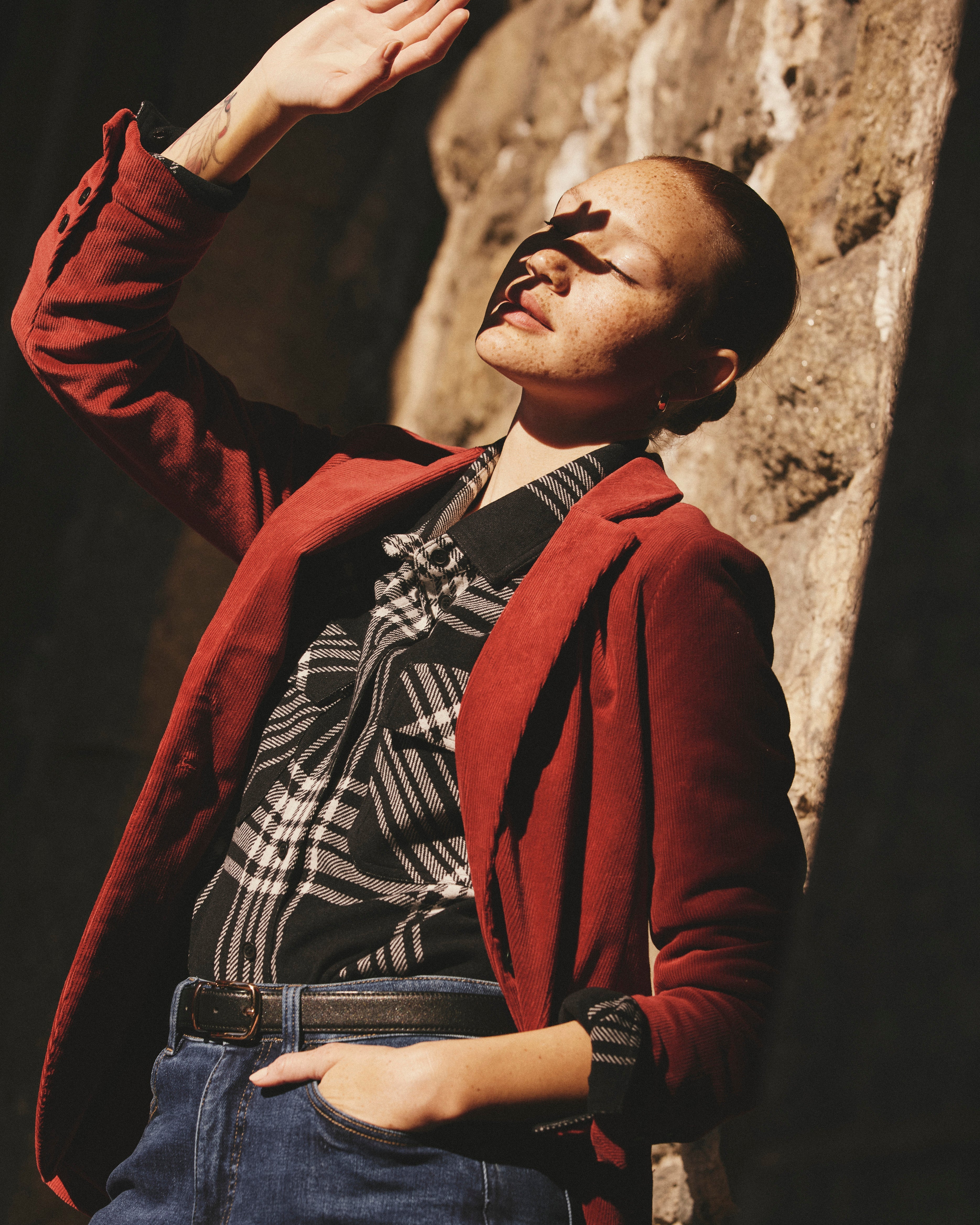 Davis Corduroy Blazer - Autumnal Red