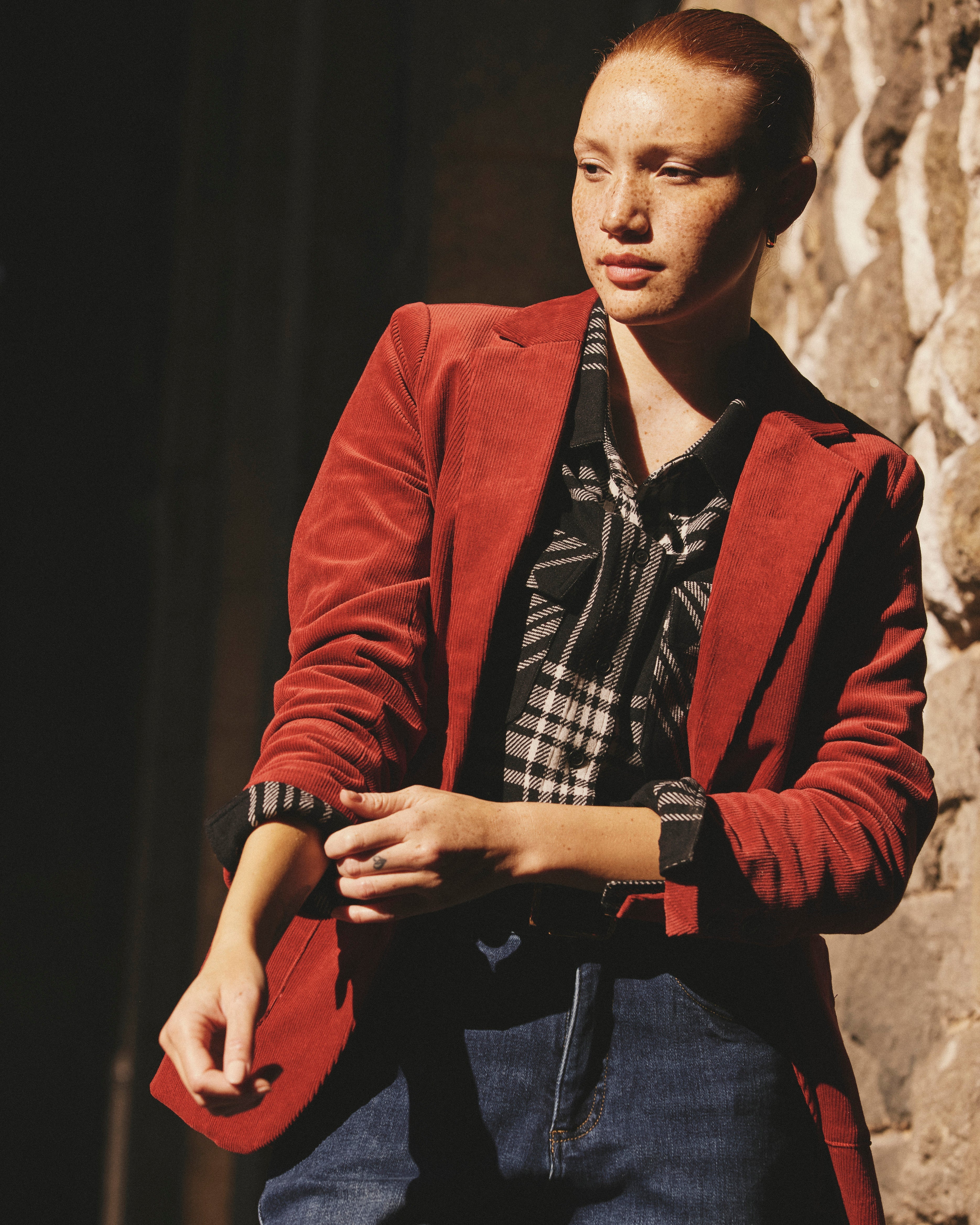 Davis Corduroy Blazer - Autumnal Red