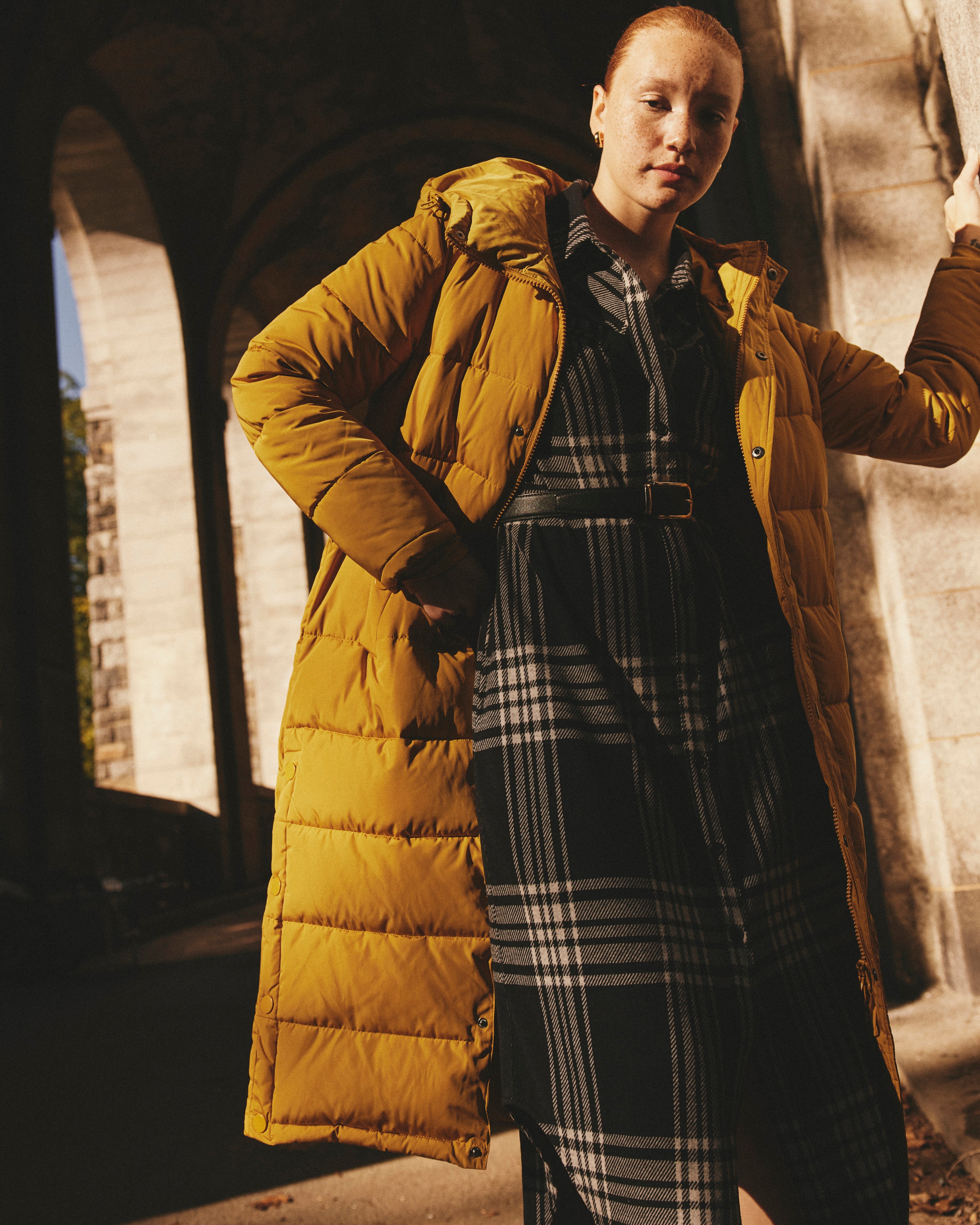 Morgan Belted Stretch Flannel Shirtdress - Highland Hug Black Plaid