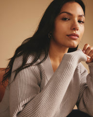 Tori V Neck Sweater - Pale Stone