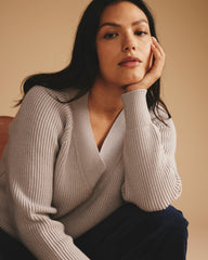 Tori V Neck Sweater - Pale Stone