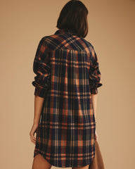 Maine Stretch Flannel Shirtdress - Autumn Apple Plaid