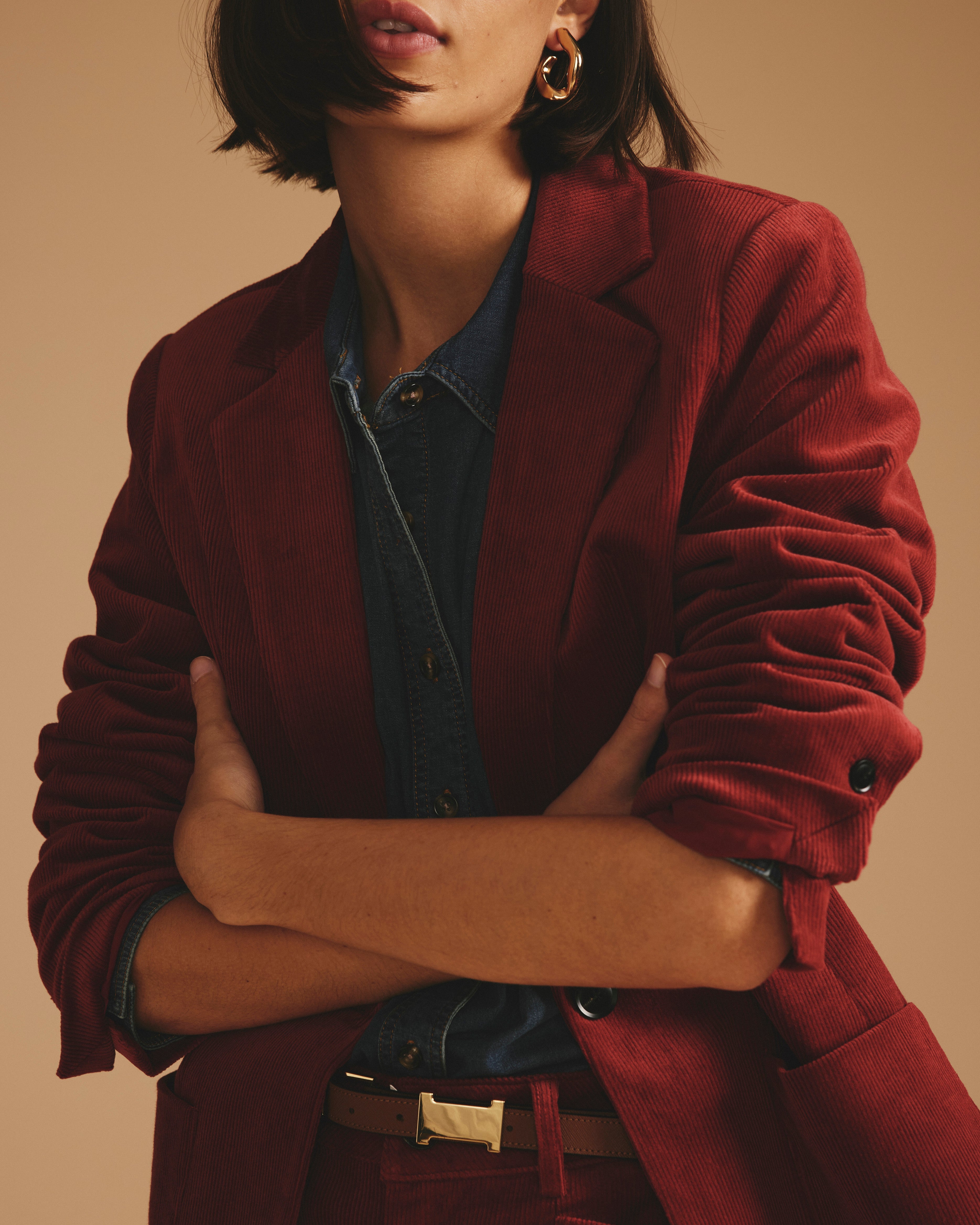 Davis Corduroy Blazer - Autumnal Red