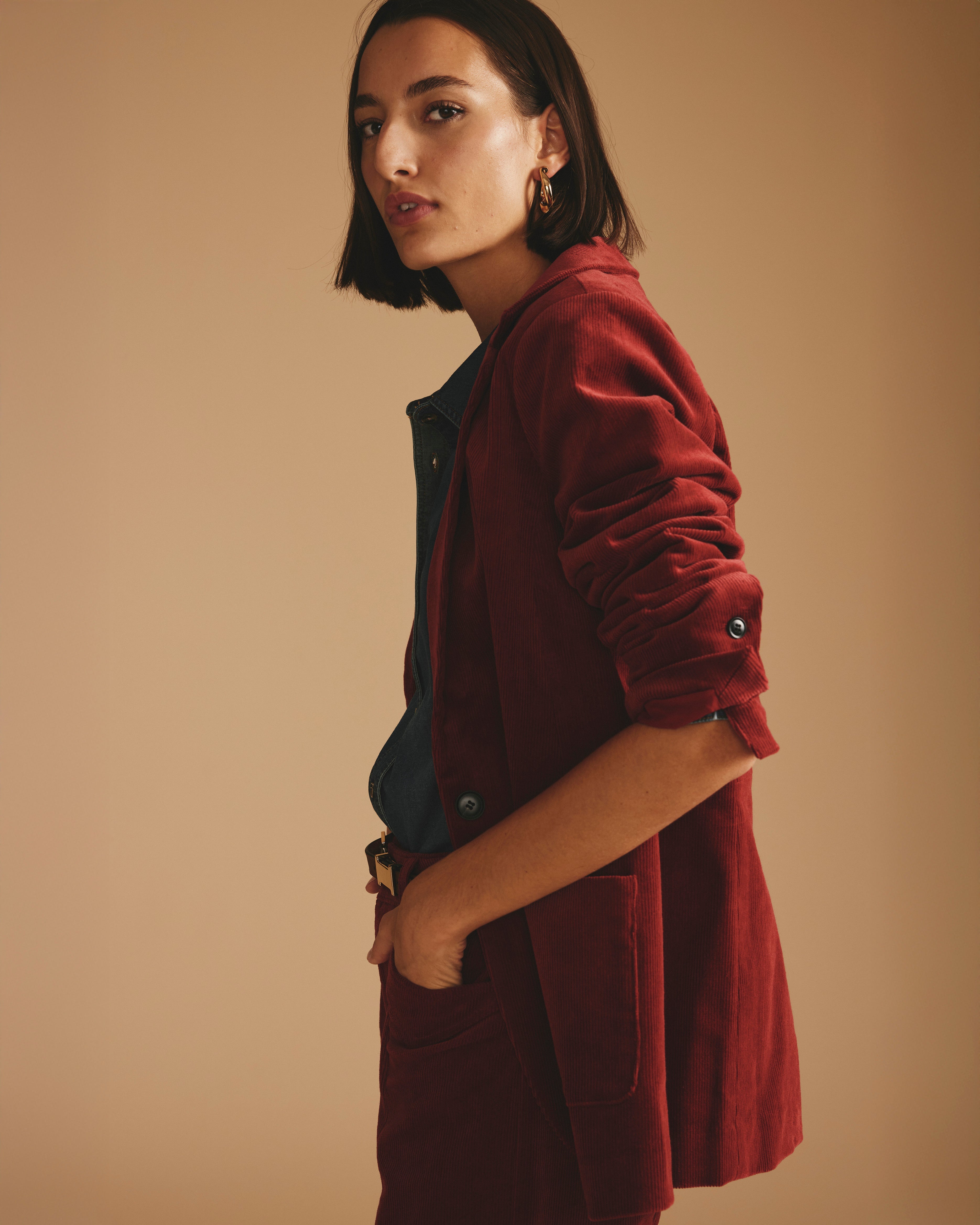 Davis Corduroy Blazer - Autumnal Red