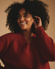Tori V Neck Sweater - Autumnal Red