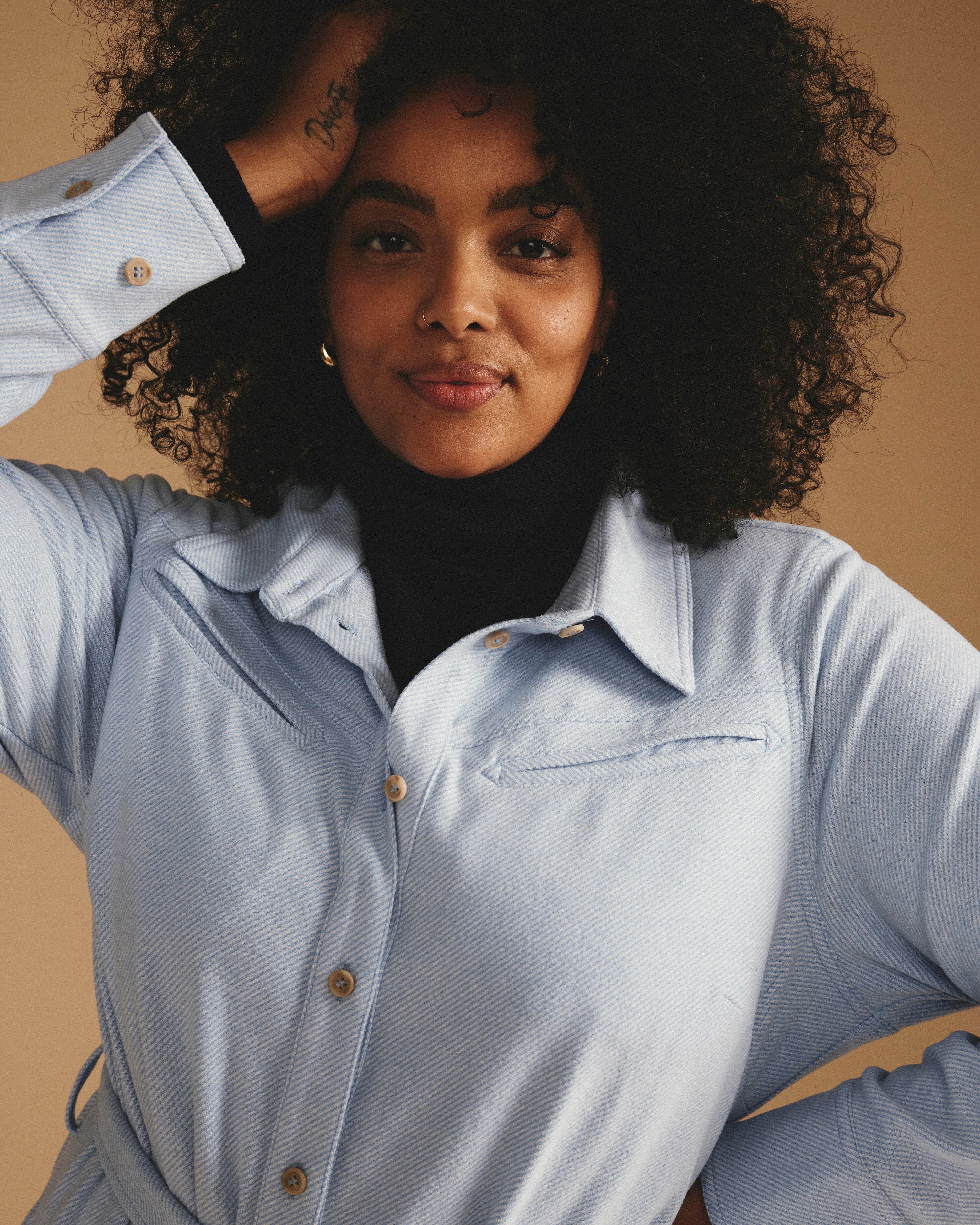 Morgan Belted Stretch Flannel Shirtdress - Battenberg Twill