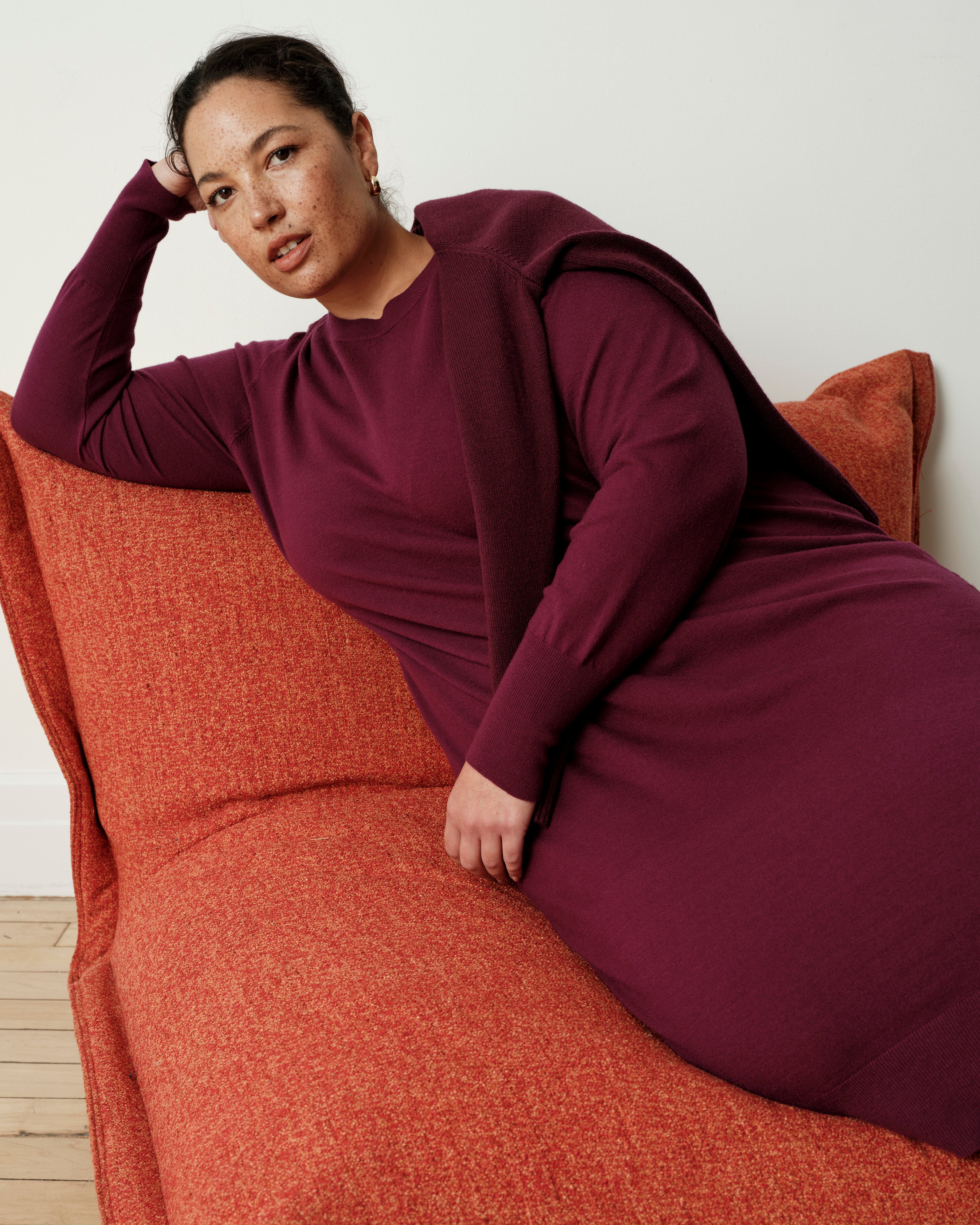 Savvy Fine Knit Everyday Sweater Dress - Gamay