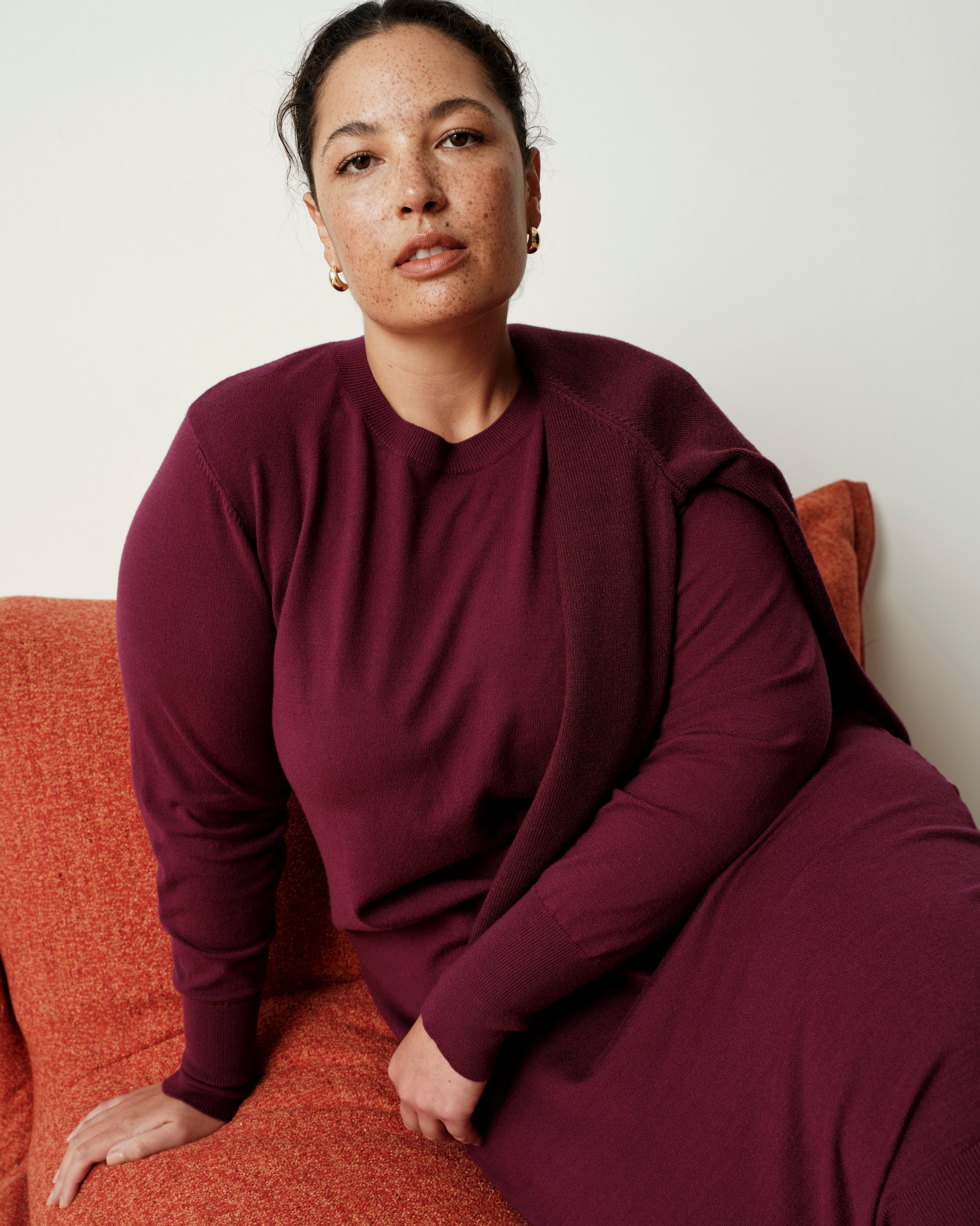 Savvy Fine Knit Everyday Sweater Dress - Gamay