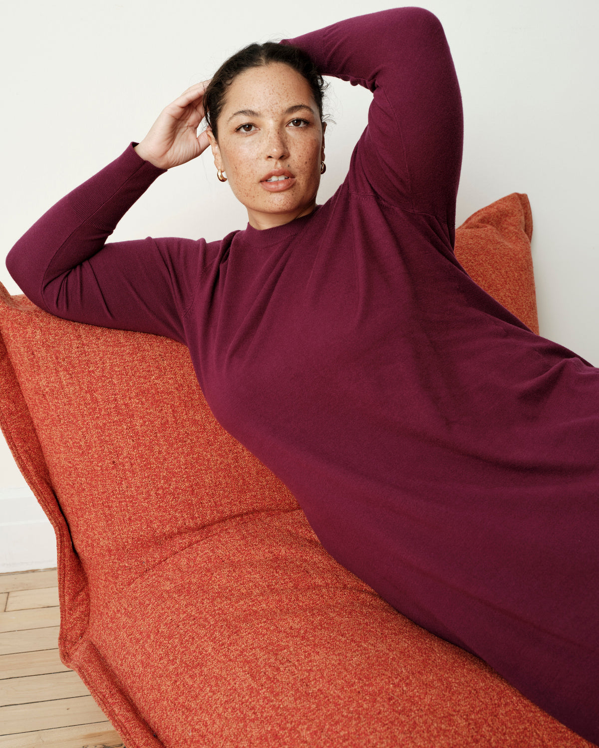 Savvy Fine Knit Everyday Sweater Dress - Gamay