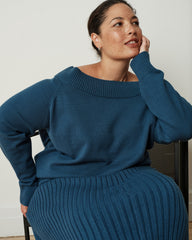 Noomi Cold Shoulder Sweater - Deep Teal