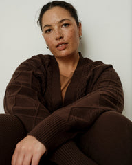 Cable Knit Cardigan - Espresso