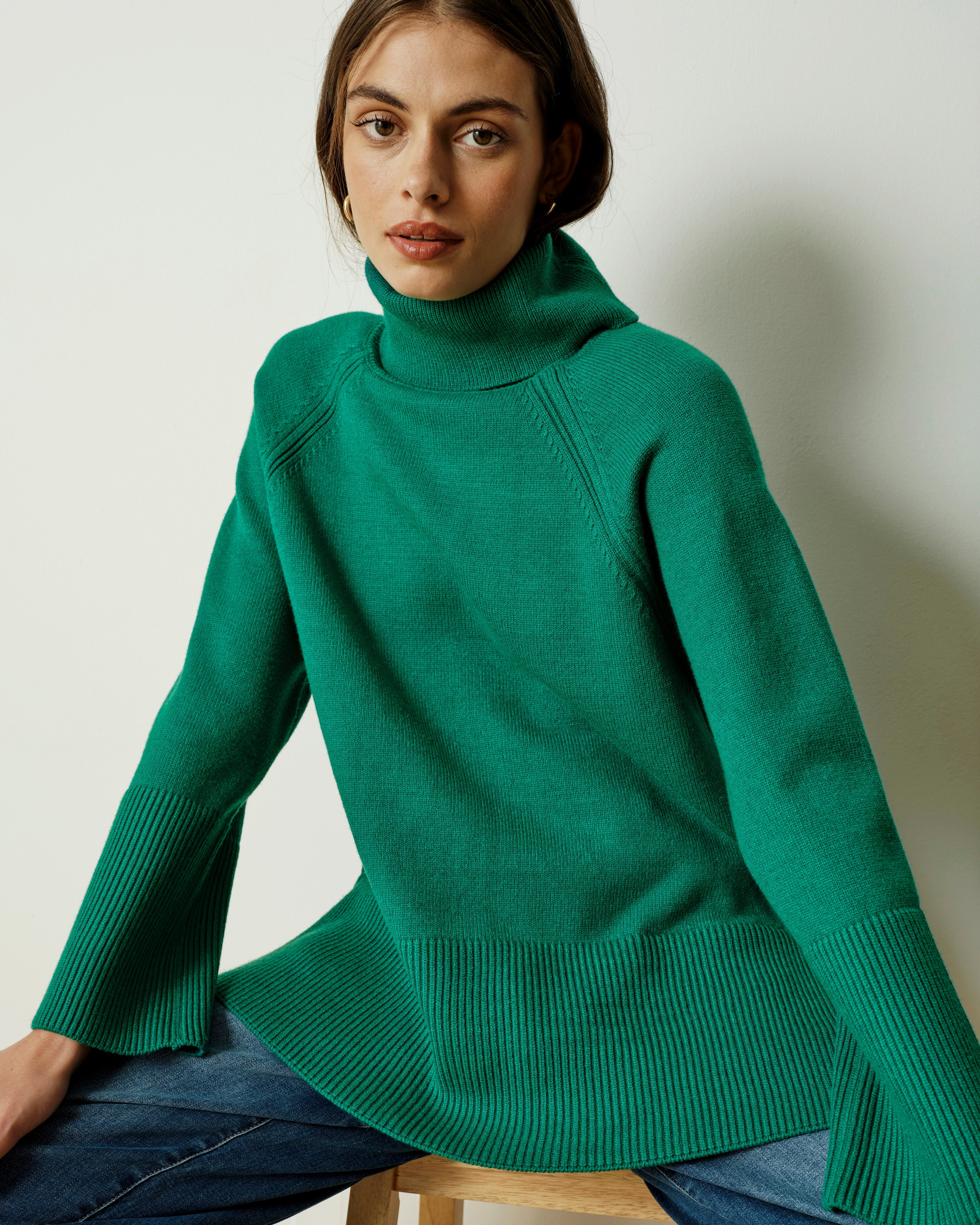 Better-Than-Wool Oversize Turtleneck Sweater - Green Tourmaline