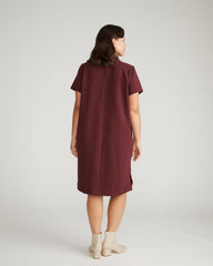 Varsity French Terry Polo Dress - Black Cherry