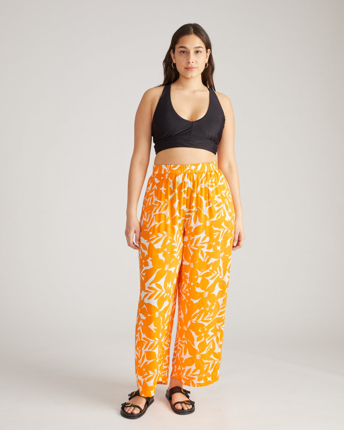 Verbena Voile Pants - Petal Palette Print in Arancia