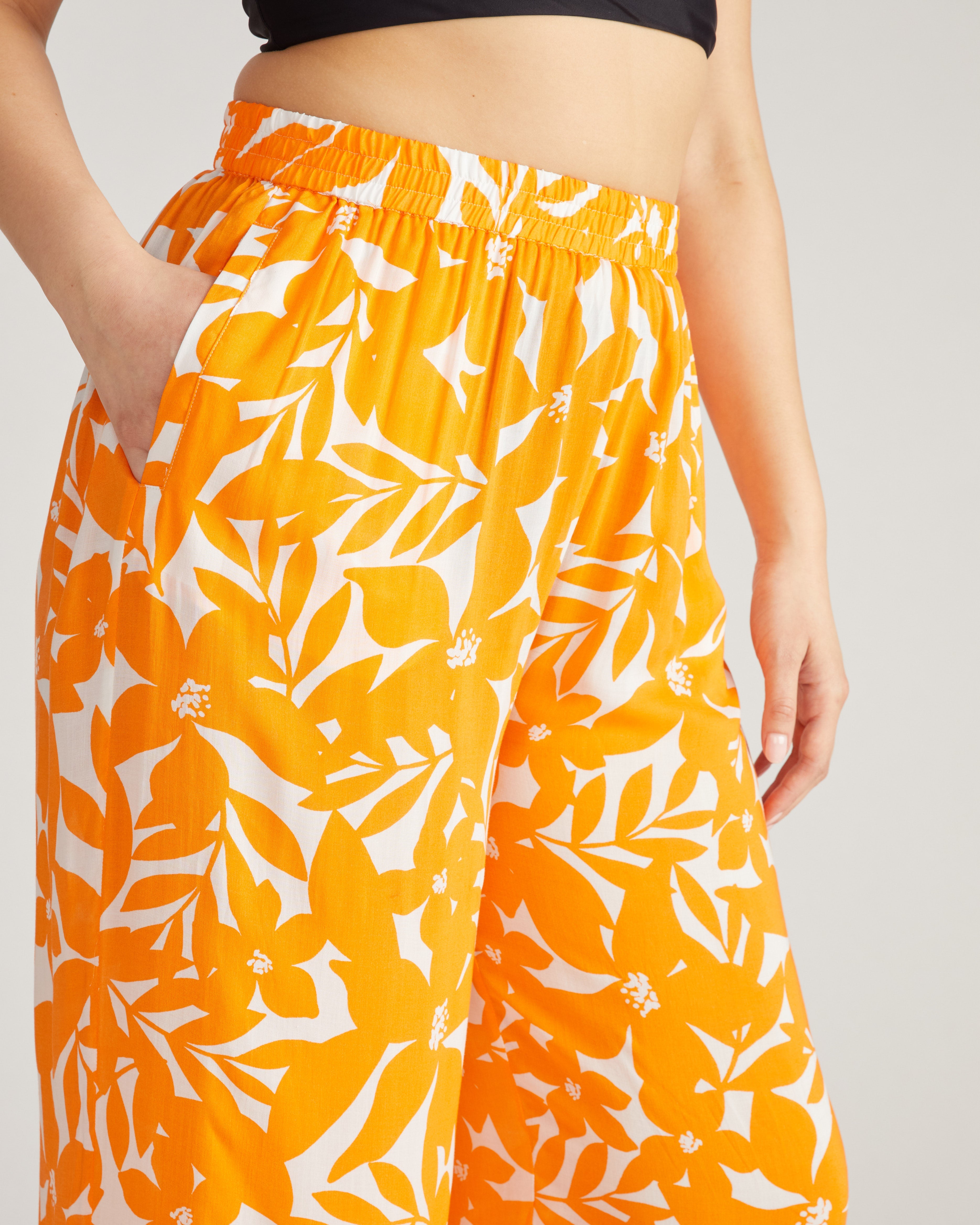 Verbena Voile Pants - Petal Palette Print in Arancia